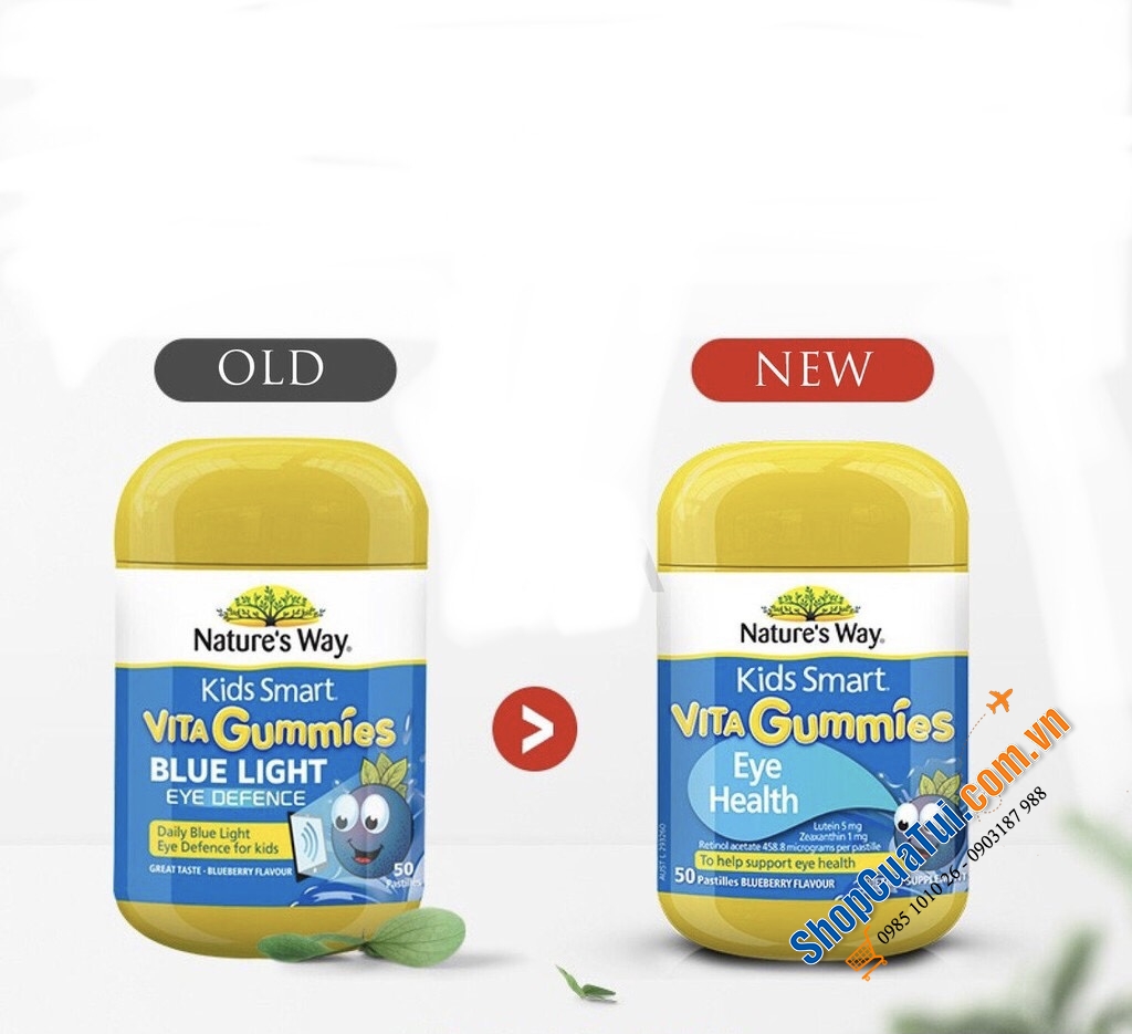 Bổ mắt VIÊN NHAI BẢO VỆ MẮT DÀNH CHO TRẺ EM Nature Way Kids Smart Vita Gummies Blue Light Eye Defence 50 Pastilles