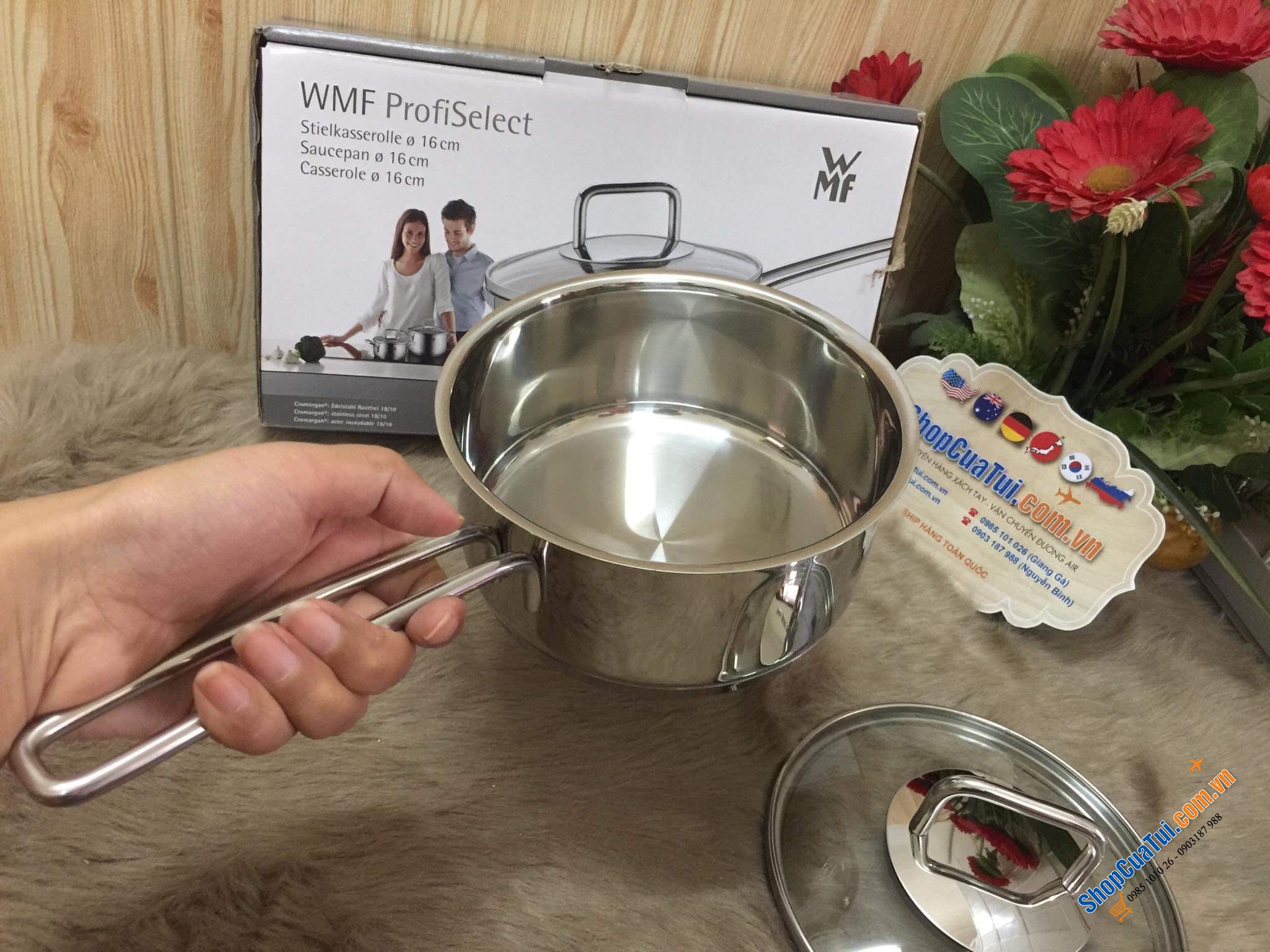 QUÁNH WMF 16 CM NẮP KÍNH