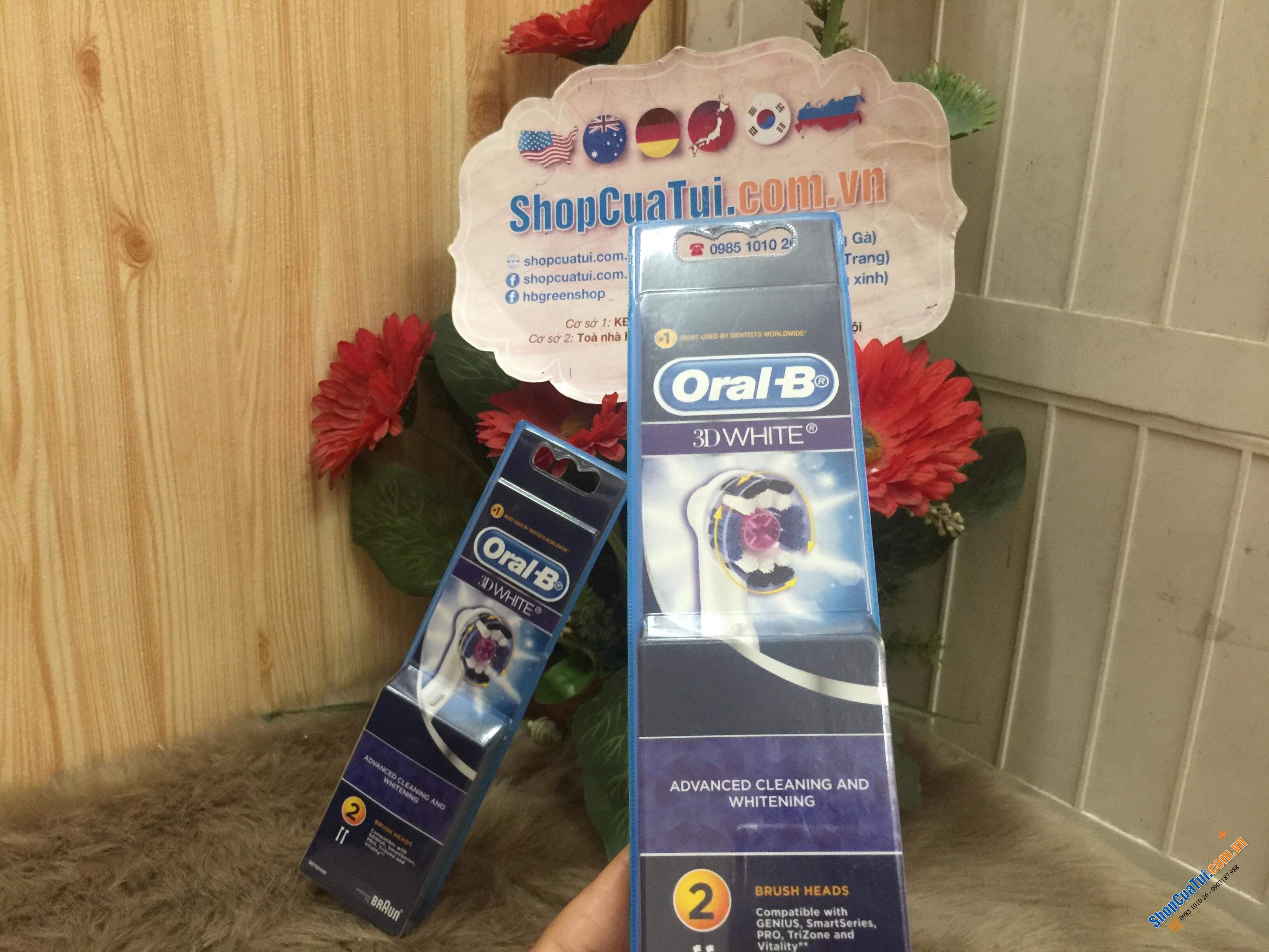 Sét 2 Đầu Bàn Chải Đánh Răng Điện Thay Thế Oral-b 3D White - made in Germany