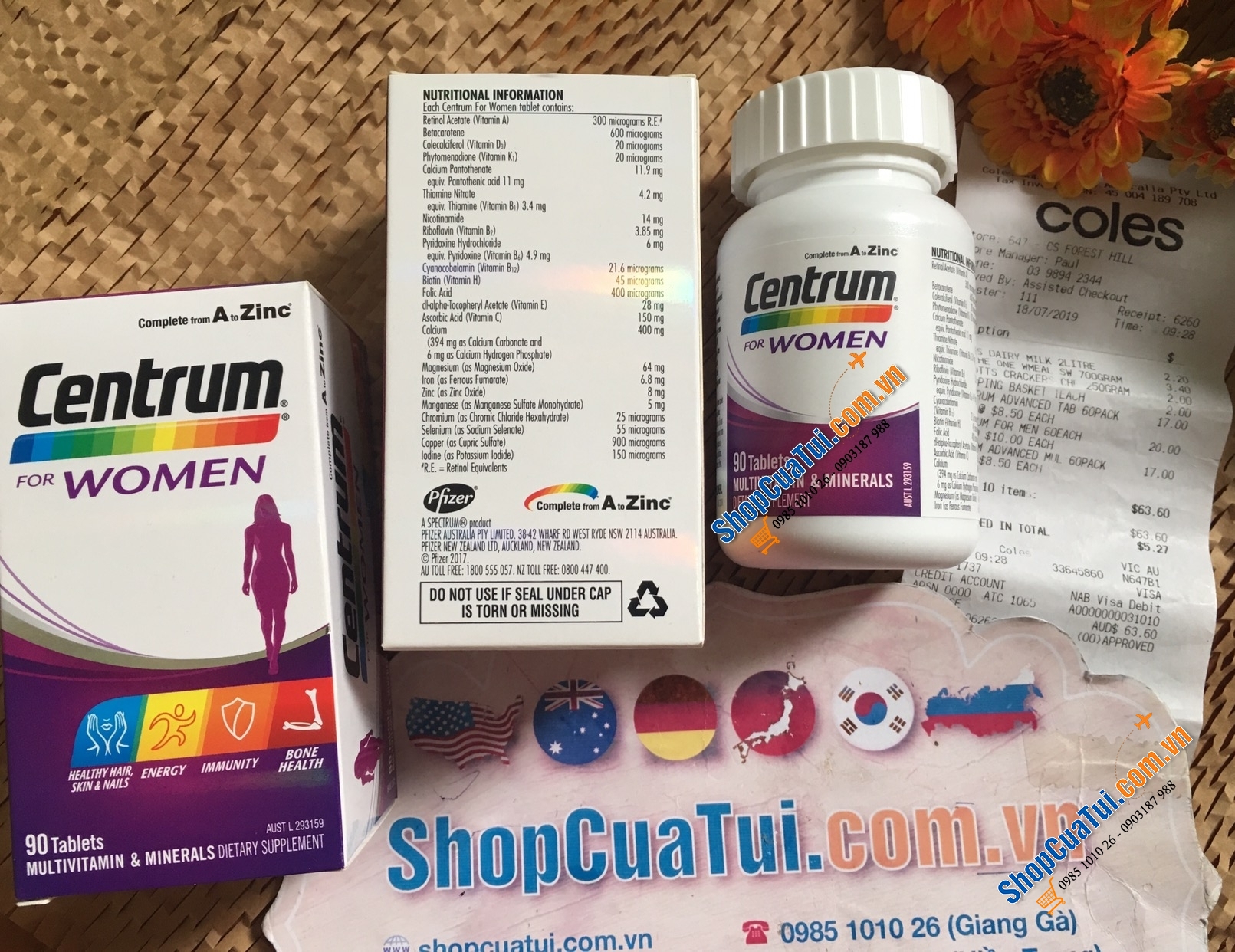 Vitamin tổng hợp cho phụ nữ Centrum for women hộp 90 viên