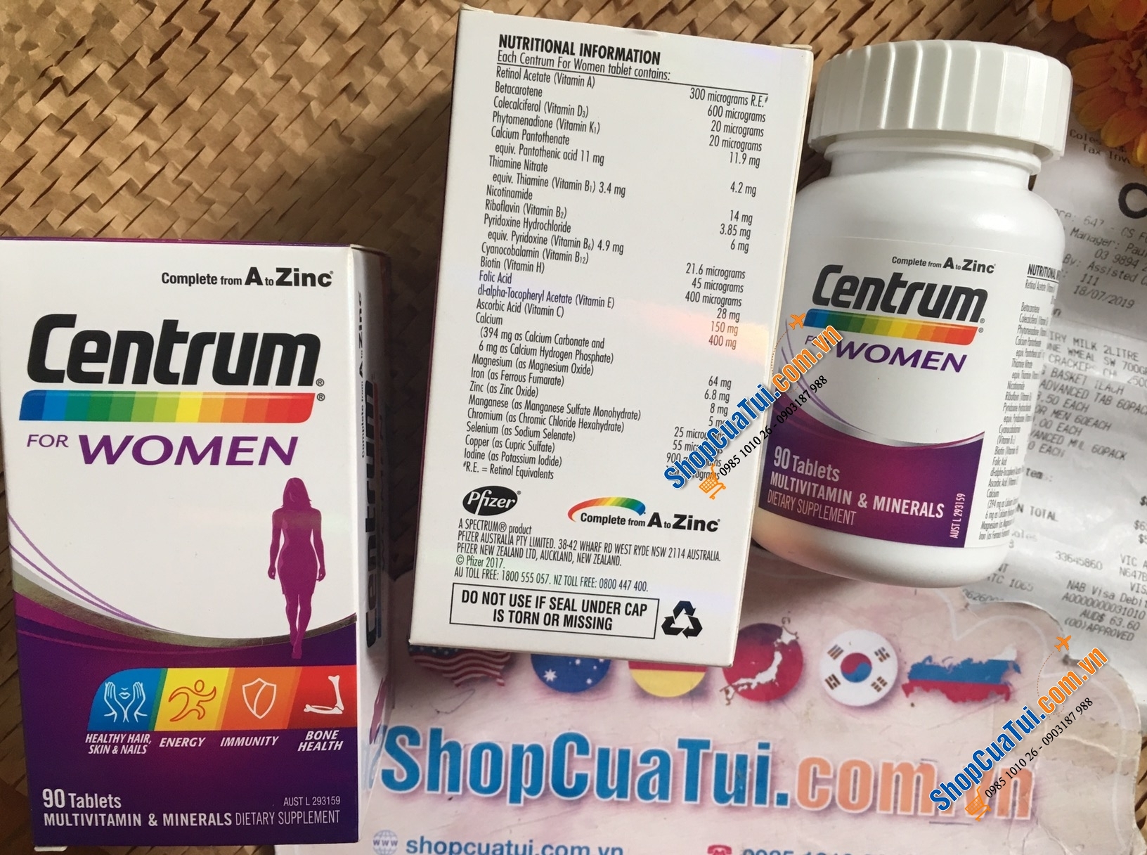 Vitamin tổng hợp cho phụ nữ Centrum for women hộp 90 viên