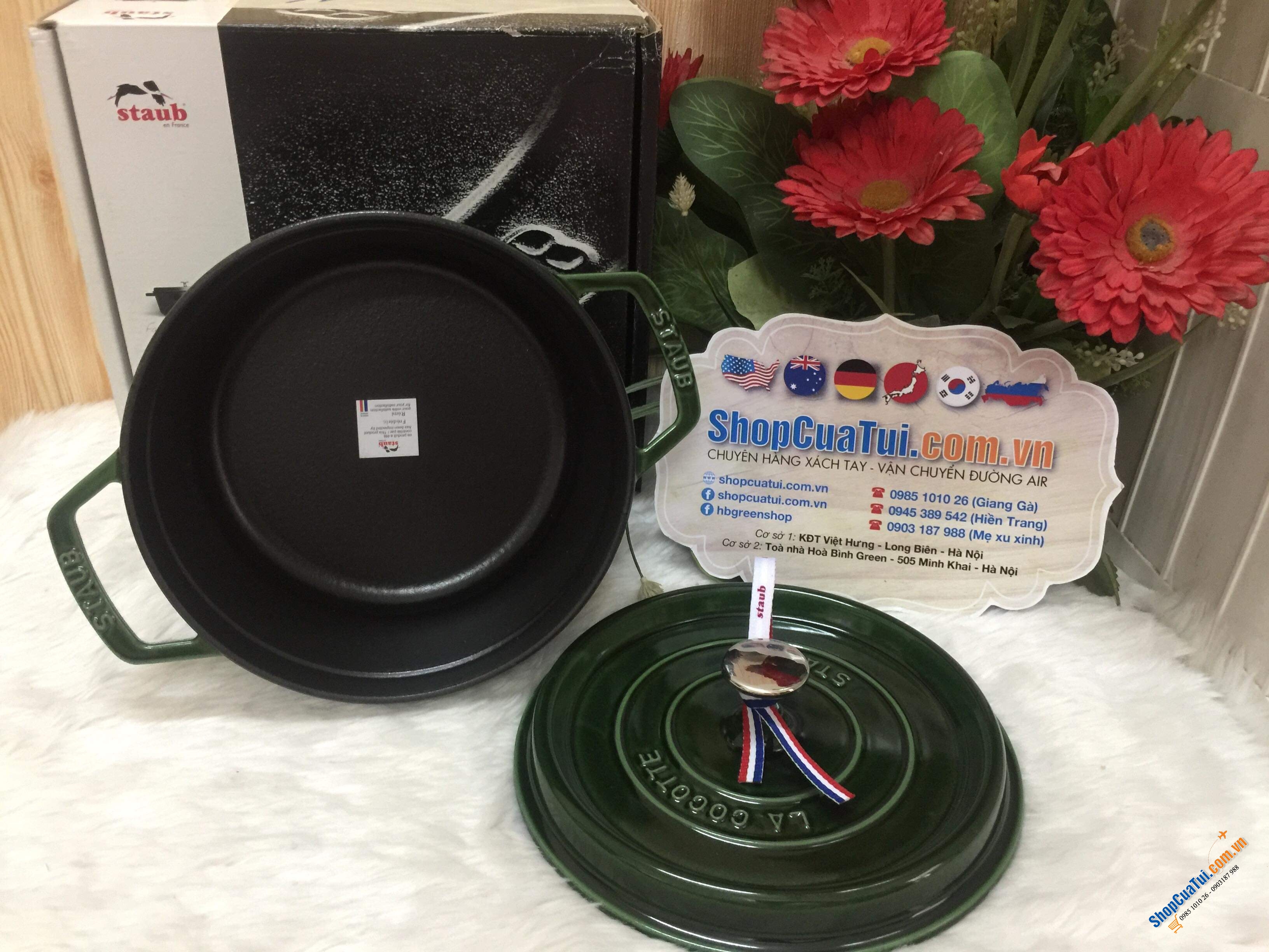 NỒI GANG STAUB COCOTTE 22CM XANH HÚNG