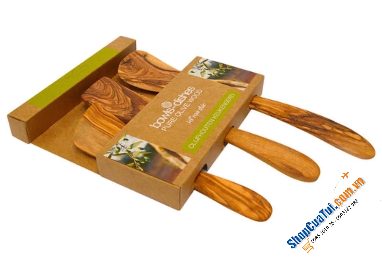 SET 3 DỤNG CỤ NẤU BẰNG GỖ OLIU