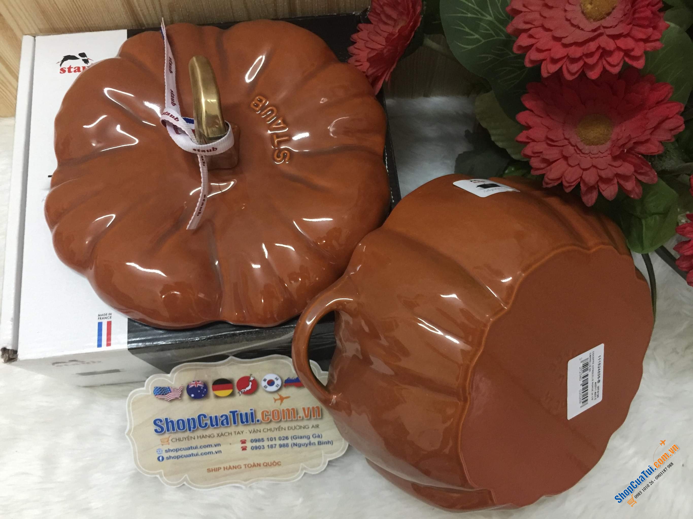 NỒI GANG ĐÚC STAUB 24cm BÍ NGÔ-MADE IN FRANCE.