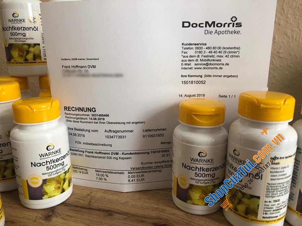 TINH DẦU HOA ANH THẢO Nachtkerzenöl 500 mg của Warnke 100 viên hộp nắp vàng (Giúp duy trì và điều hoà nội tiết tố nữ) - HÀNG ĐỨC