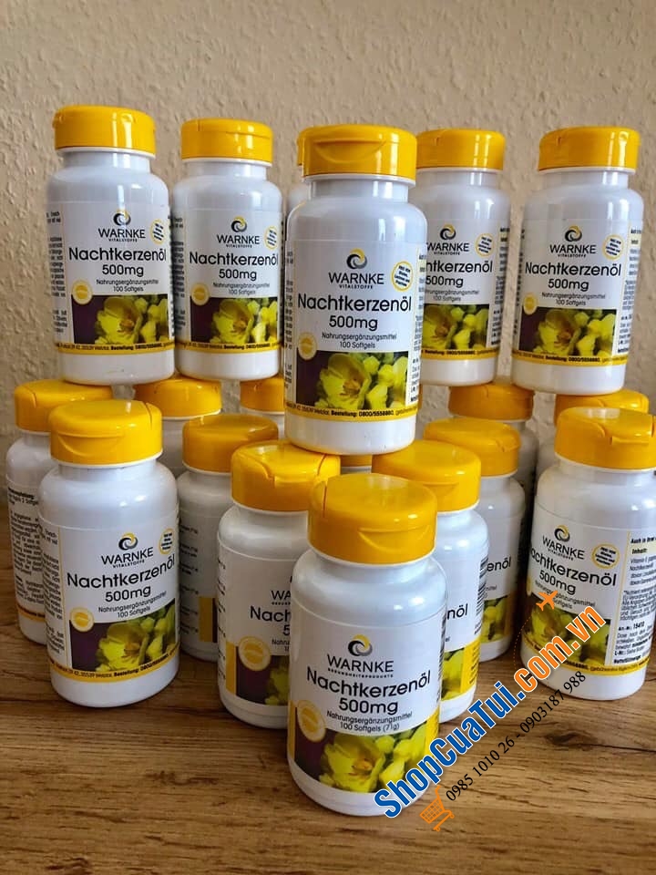 TINH DẦU HOA ANH THẢO Nachtkerzenöl 500 mg của Warnke 100 viên hộp nắp vàng (Giúp duy trì và điều hoà nội tiết tố nữ) - HÀNG ĐỨC