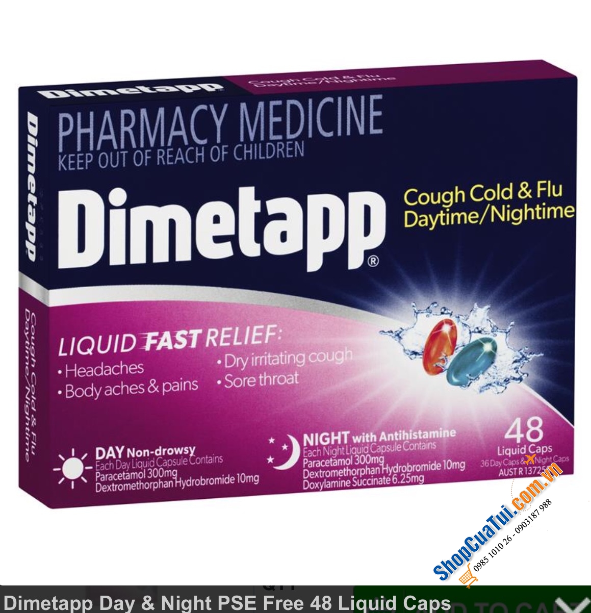 THUỐC CẢM CÚM Dimetapp Day & Night PSE Free 48 Liquid  - Hữu hiệu nổi tiếng