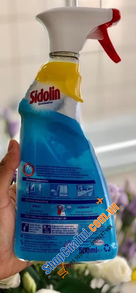 NƯỚC LAU KÍNH 2 IN 1 SIDOLIN LÀM SẠCH VÀ BẢO VỆ HƯƠNG CHANH 500ml