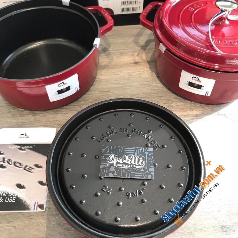 NỒI GANG ĐÚC STAUB 24CM - 3,8L - MÀU ĐỎ BORDEAUX