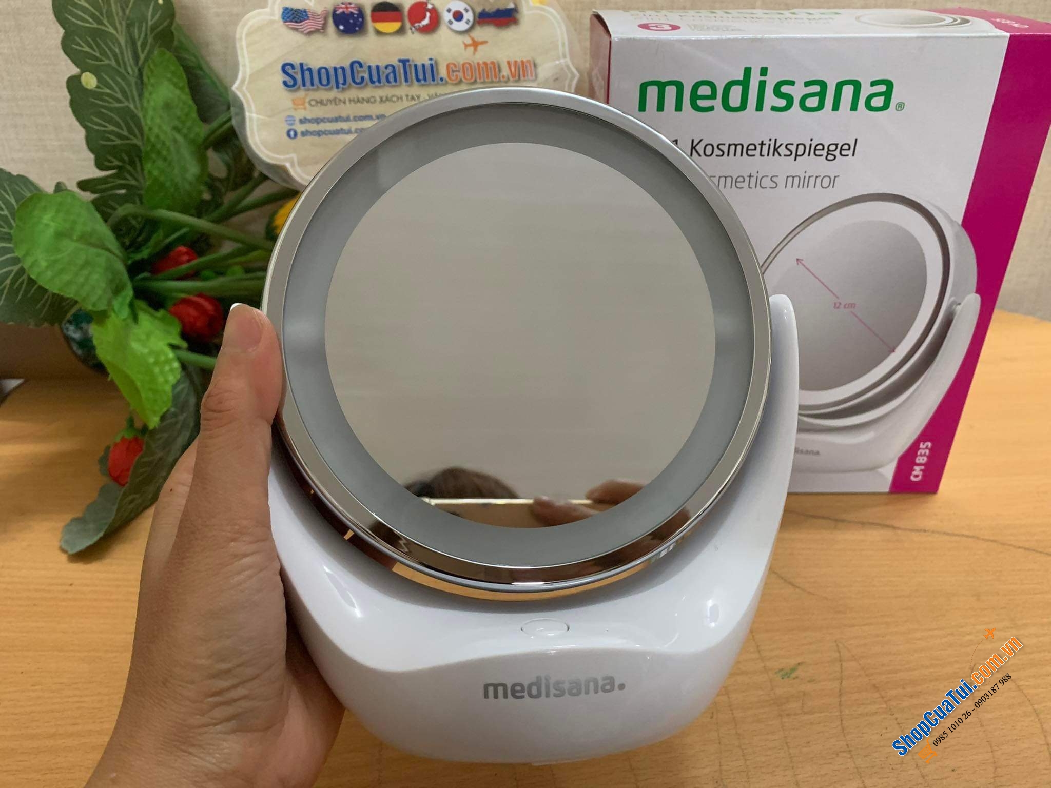 GƯƠNG TRANG ĐIỂM MEDISANA 88554 CM 835 KOSMETIKSPIEGEL - GERMANY - GƯƠNG TRANG ĐIỂM 2 MẶT KÈM ĐÈN LED MEDISANA CM835 - dụng cụ trang điểm hiện đại và tiện dụng dành cho phụ nữ năng động