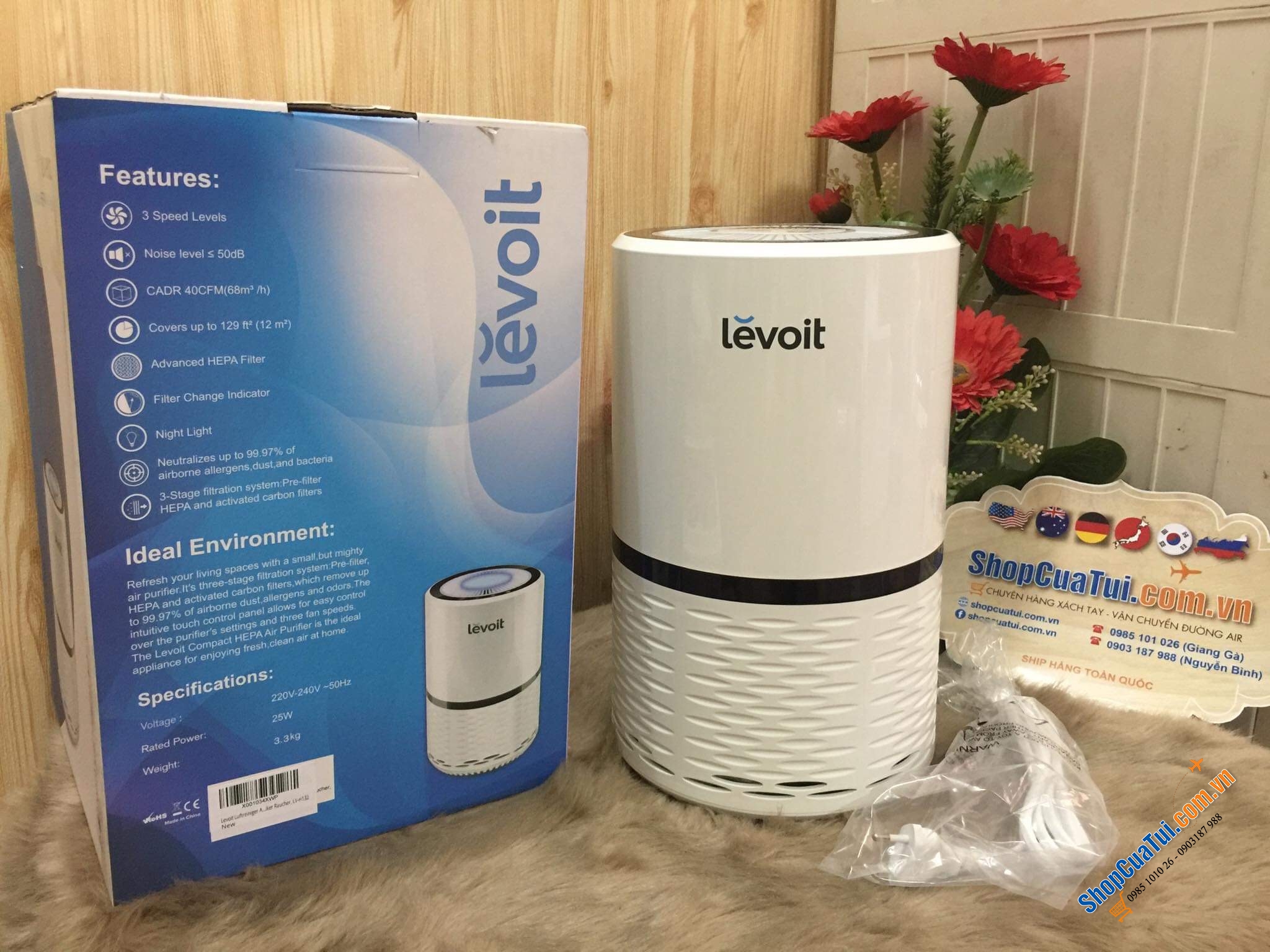 Máy lọc không khí Levoit LV-H132 68 m³/h Sản phẩm được đánh giá 5sao ở Đức