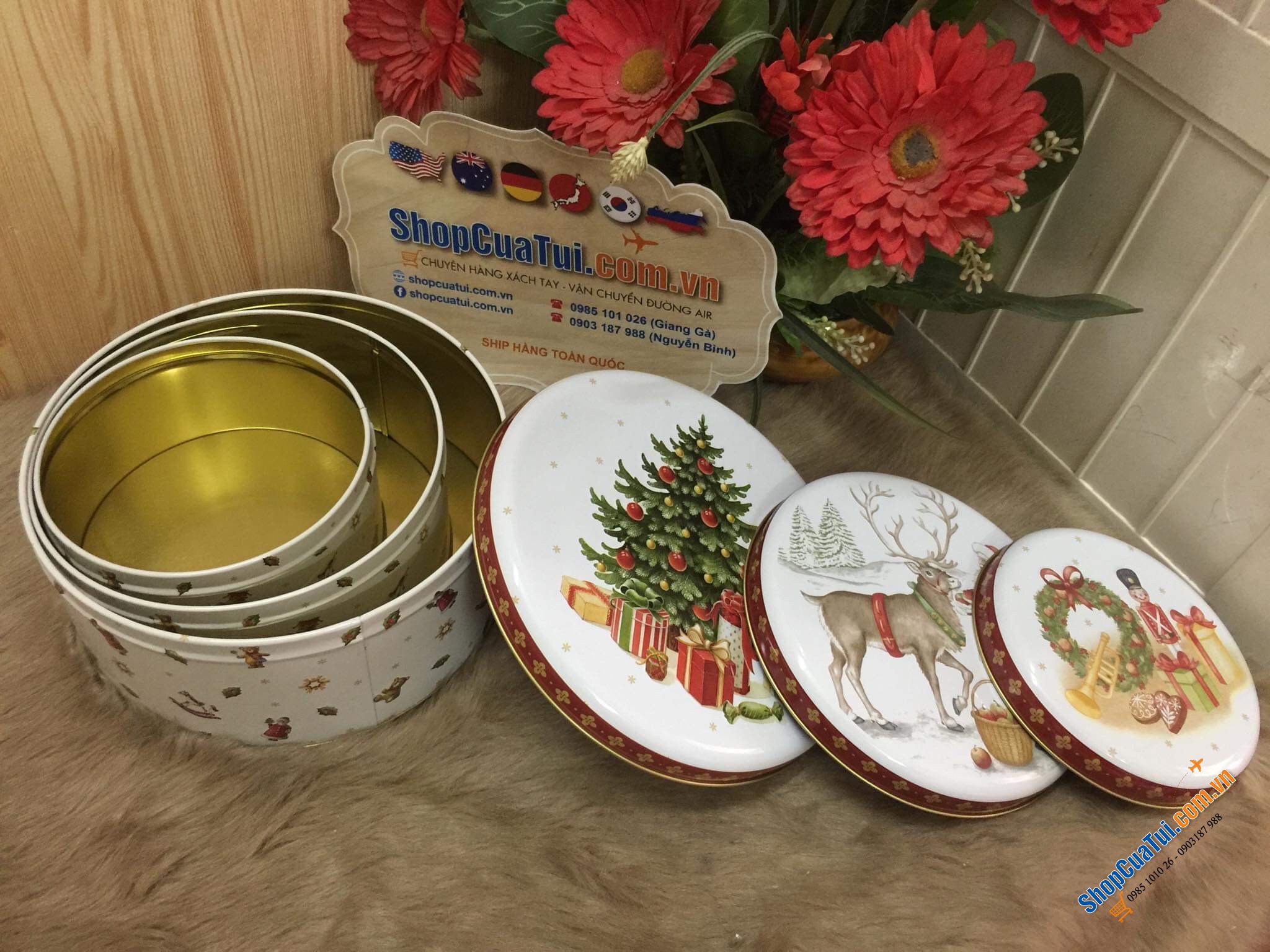 SET 3 HỘP THIẾC ĐỰNG BÁNH - TRÀ VILLEROY BOCH ĐỨC - Noel