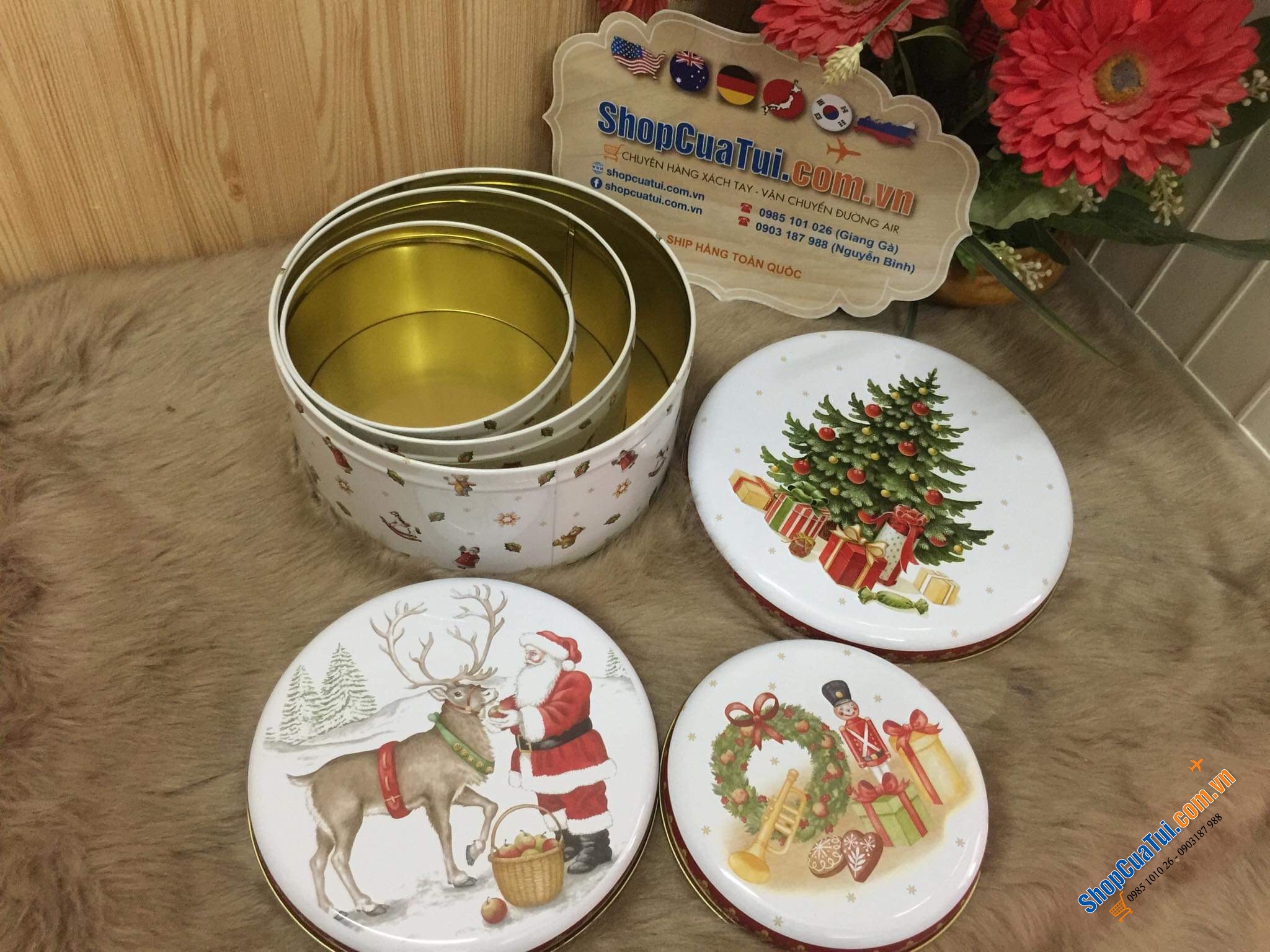 SET 3 HỘP THIẾC ĐỰNG BÁNH - TRÀ VILLEROY BOCH ĐỨC - Noel