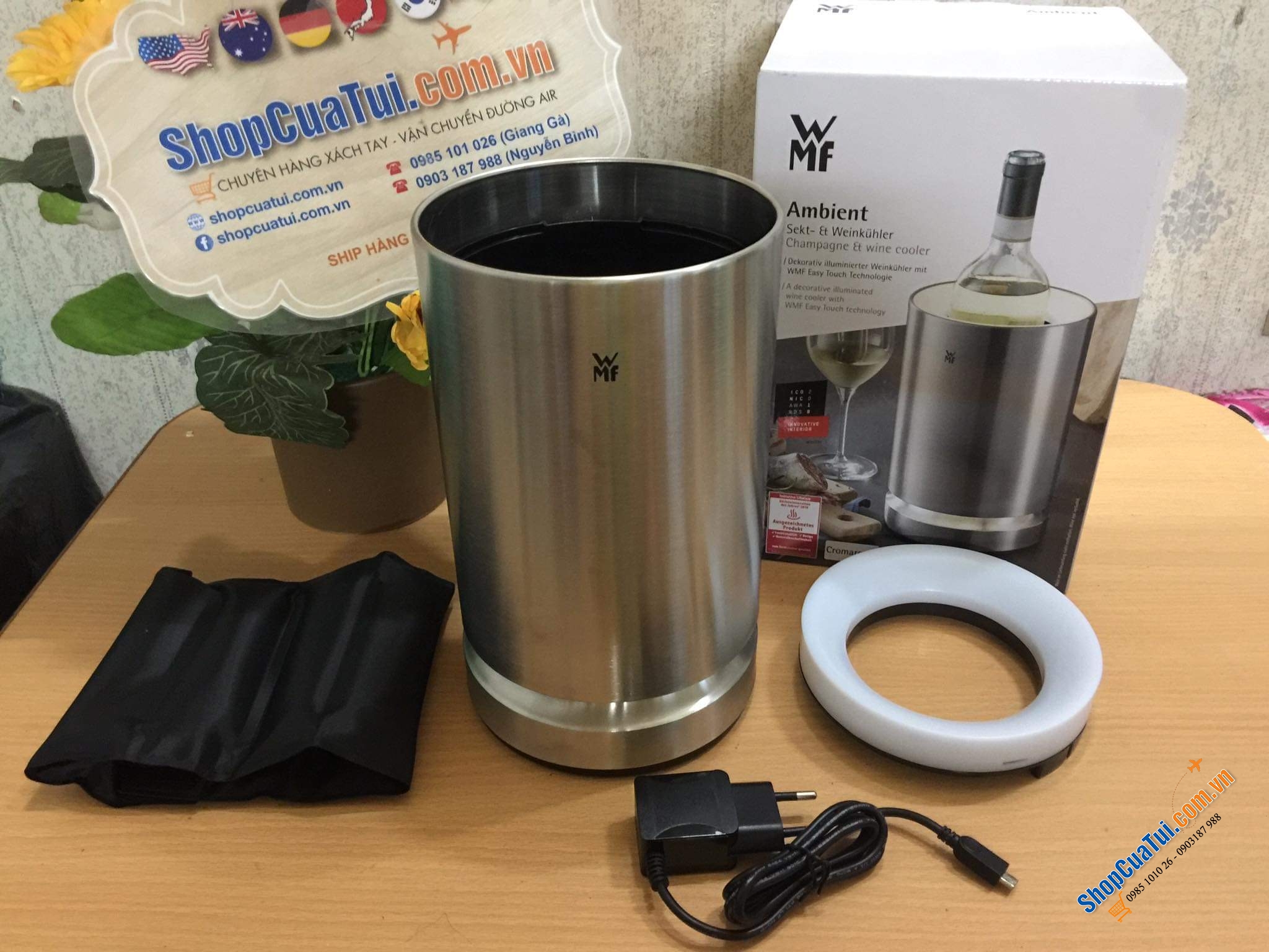 Bình làm lạnh rượu Ambient WMF - Là điểm nhấn trong bữa tiệc của bạn - xô đá giữ mát rượu vang , rượu champagne và các loại rượu KHÔNG CẦN ĐÁ