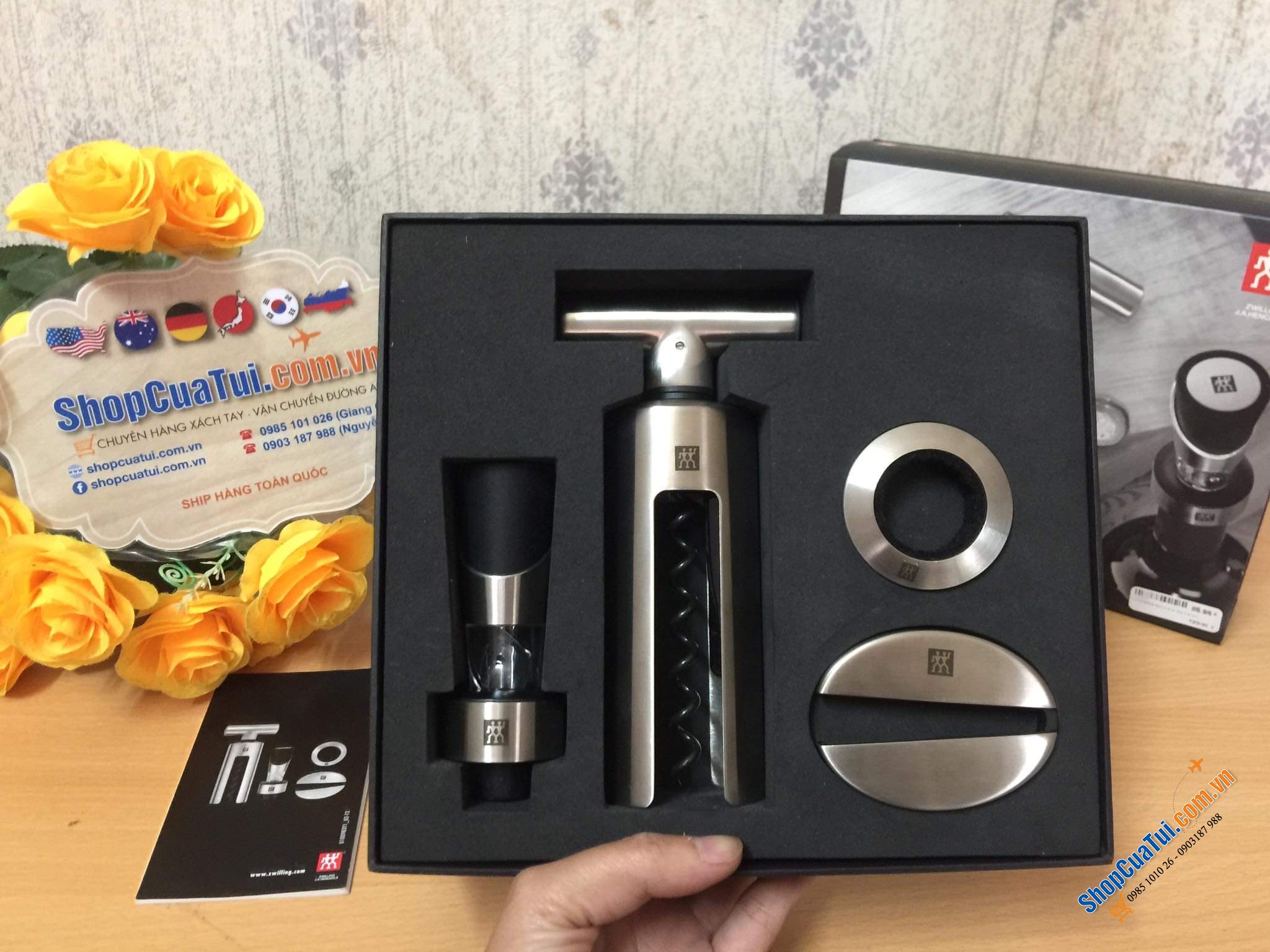 BỘ MỞ RƯỢU CAO CẤP ZWILLING  bao gồm 4 món - 5 chức năng -  CẦN và ĐỦ cho các chuyên gia về rượu