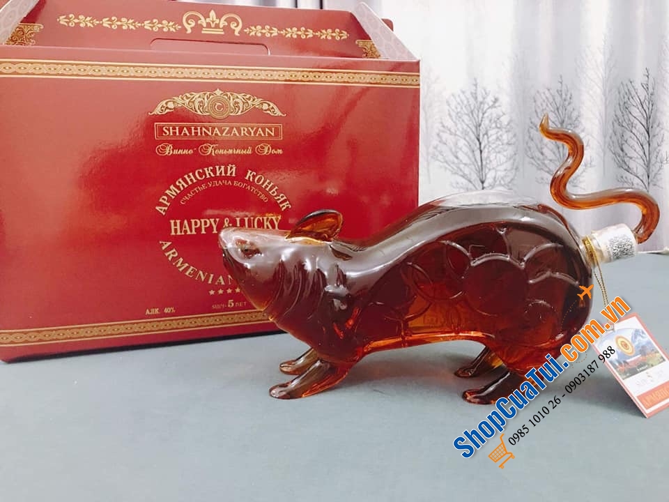 Rượu chuột - Rượu cognac hình linh vật Con Chuột Canh Tý 2020 của Nga 1 lít.