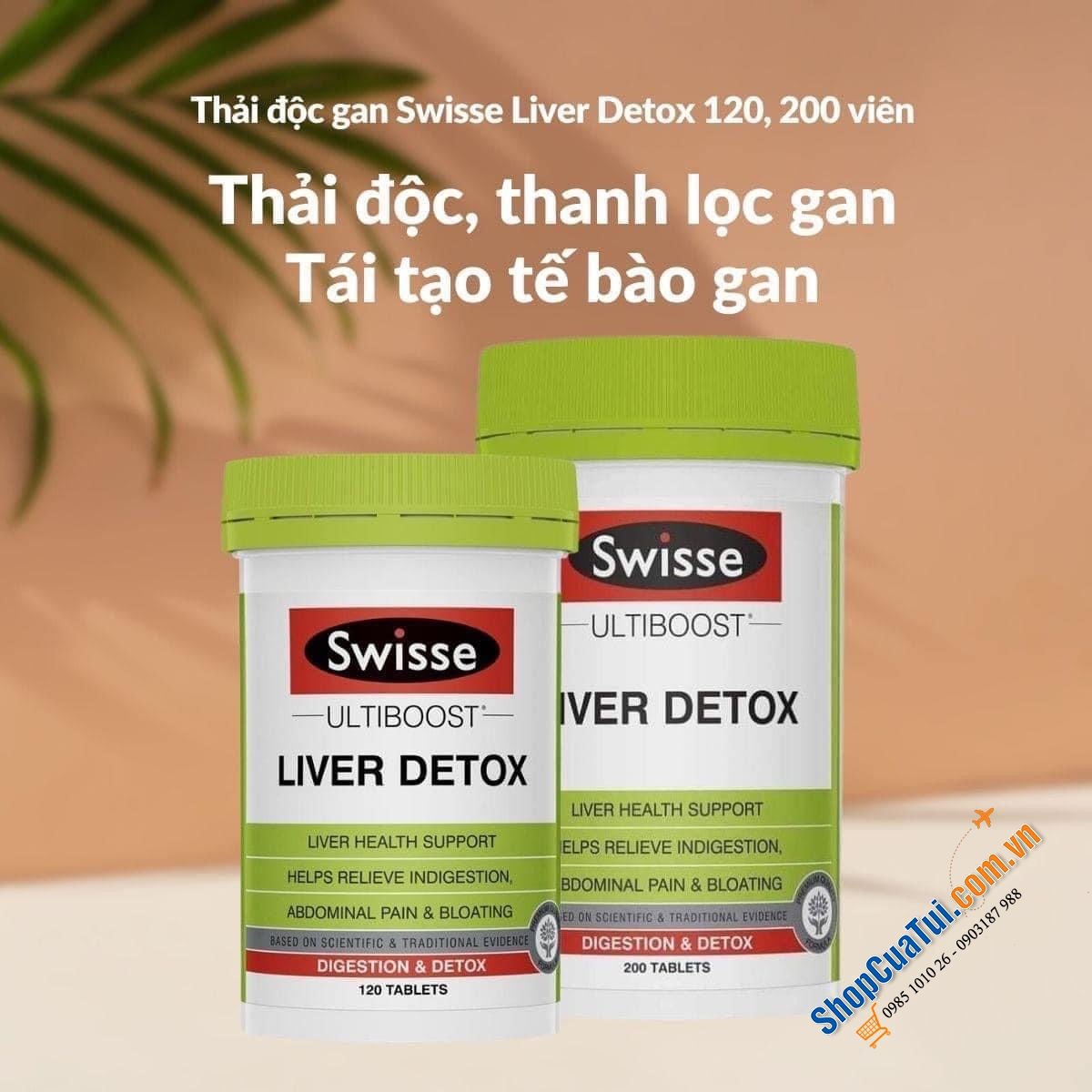 VIÊN UỐNG THẢI ĐỘC GAN & BẢO VỆ CHỨC NĂNG GAN Swisse Ultiboost Liver Detox 120 Tablets (mẫu mới nhất)