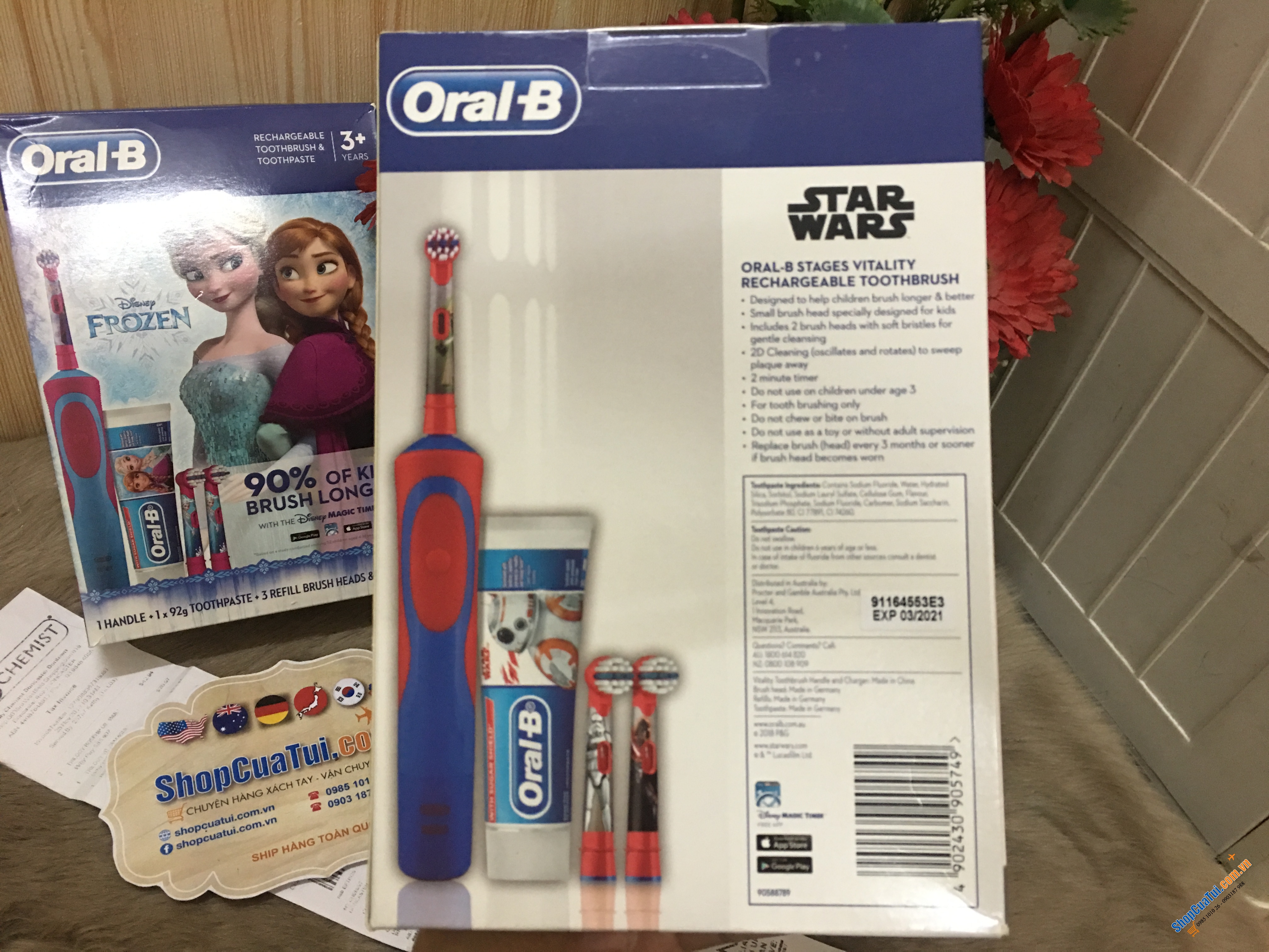 BÀN CHẢI ĐIỆN ORAL B CHO TRẺ KÈM 3 ĐẦU SƠ CUA và TUÝP KEM ĐÁNH RĂNG - MADE IN GERMANY