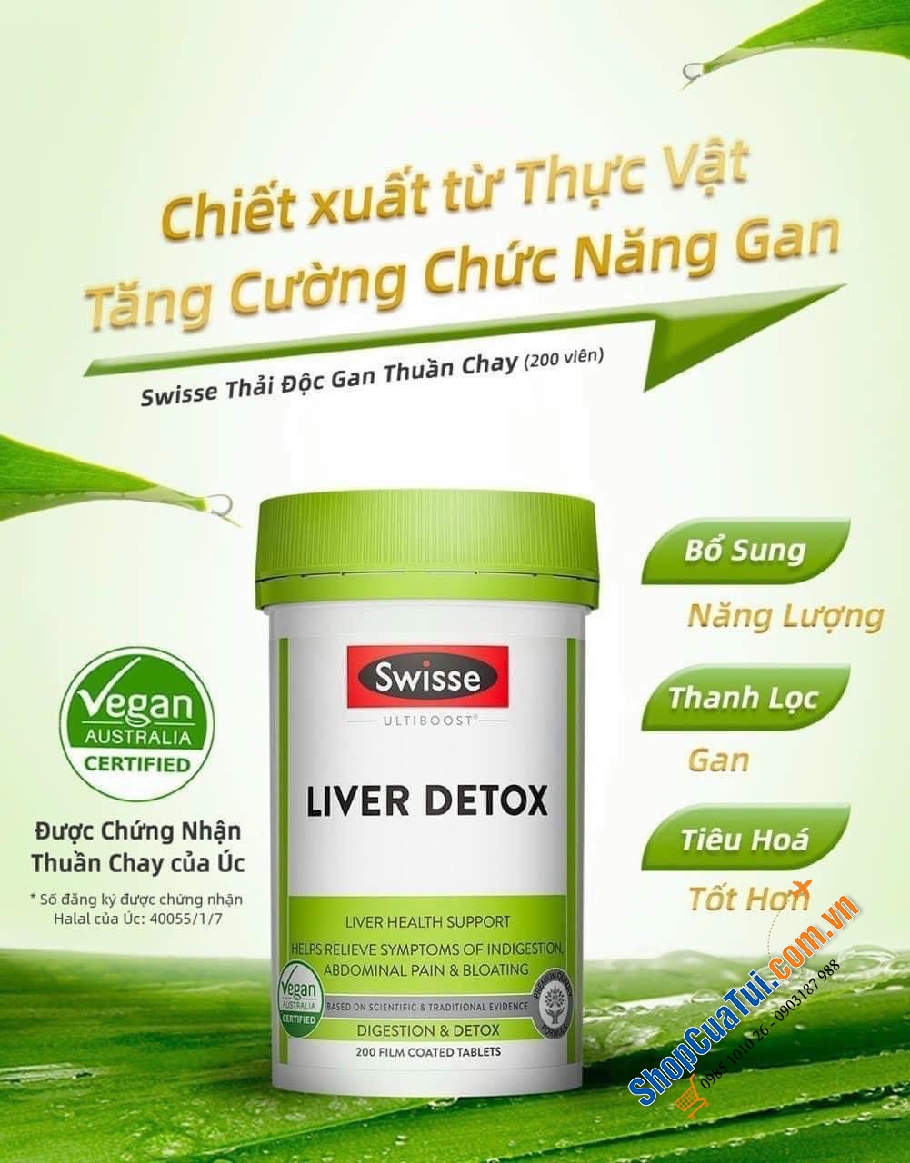 VIÊN UỐNG THẢI ĐỘC GAN & BẢO VỆ CHỨC NĂNG GAN Swisse Ultiboost Liver Detox 200 Tablets (mẫu mới nhất)