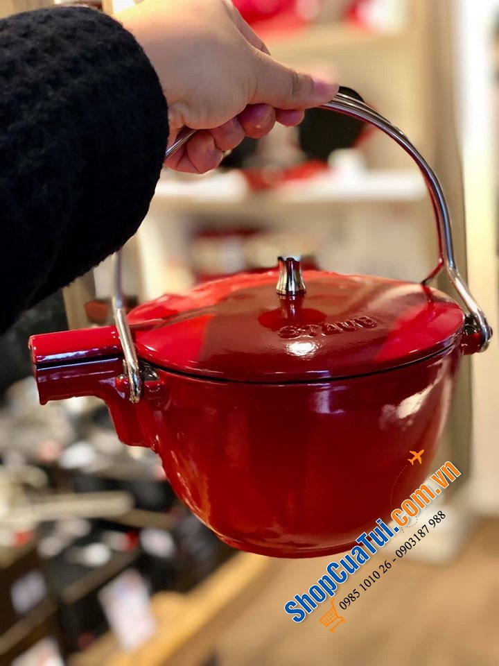 ẤM ĐUN TRÀ GANG STAUB KÈM LÕI LỌC 1 LÍT -MADE IN FRANCE - MÀU ĐỎ