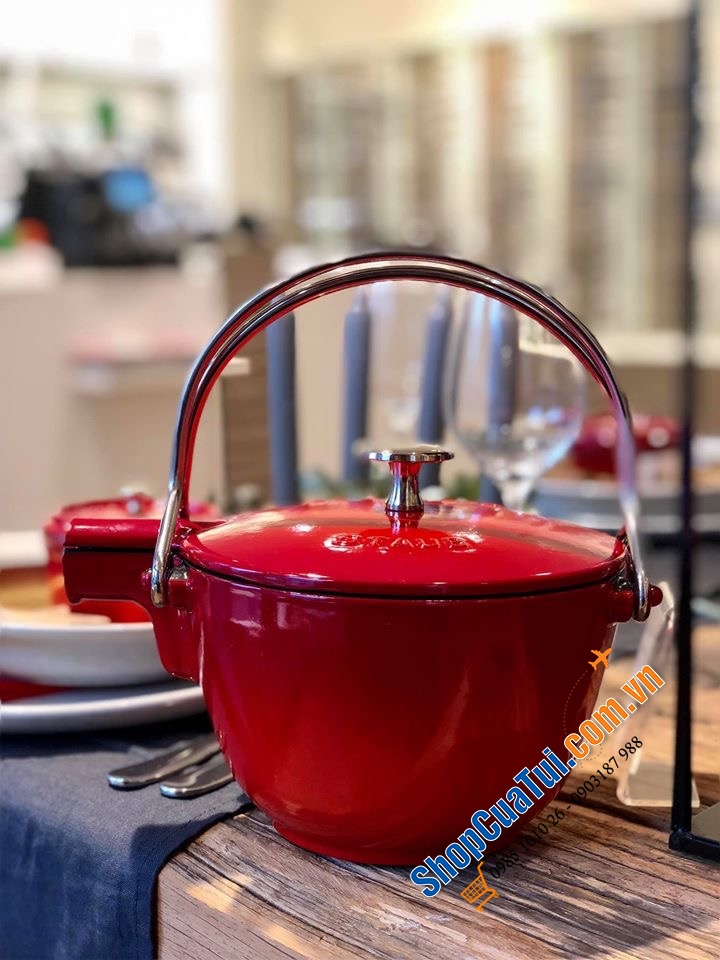 ẤM ĐUN TRÀ GANG STAUB KÈM LÕI LỌC 1 LÍT -MADE IN FRANCE - MÀU ĐỎ
