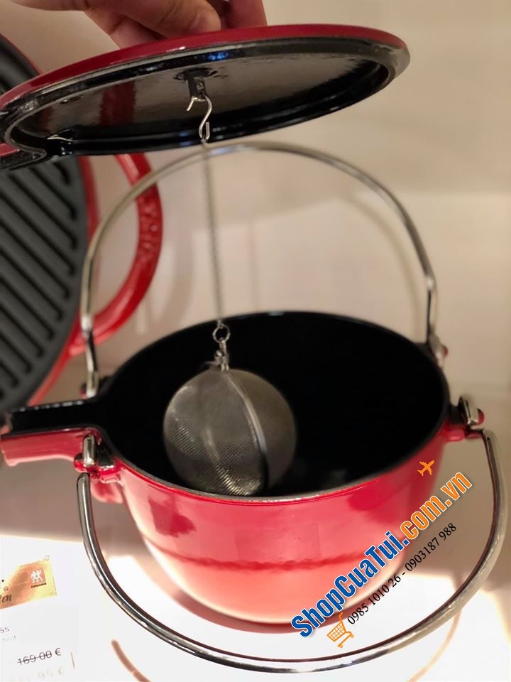 ẤM ĐUN TRÀ GANG STAUB KÈM LÕI LỌC 1 LÍT -MADE IN FRANCE - MÀU ĐỎ