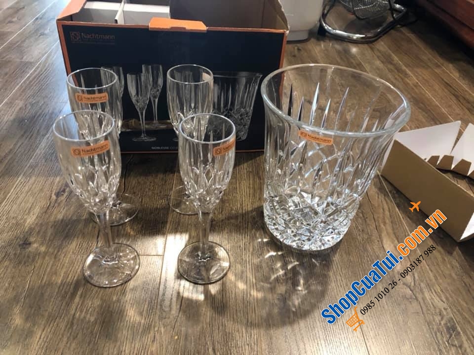BÌNH ƯỚP LẠNH RƯỢU , CHAMPAGNE VÀ 4 LY UỐNG CHAMPAGNE NACHTMANN