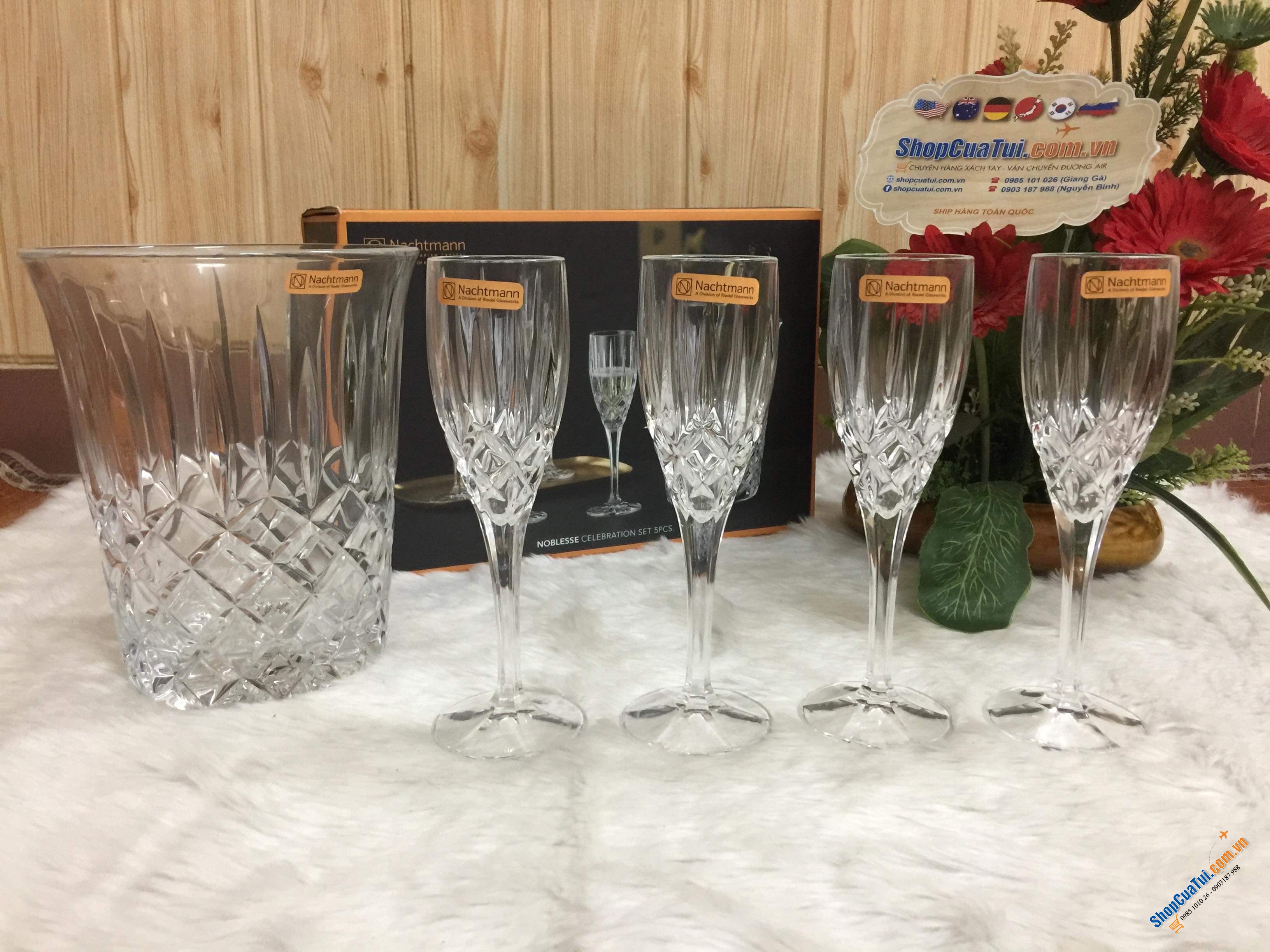 BÌNH ƯỚP LẠNH RƯỢU , CHAMPAGNE VÀ 4 LY UỐNG CHAMPAGNE NACHTMANN
