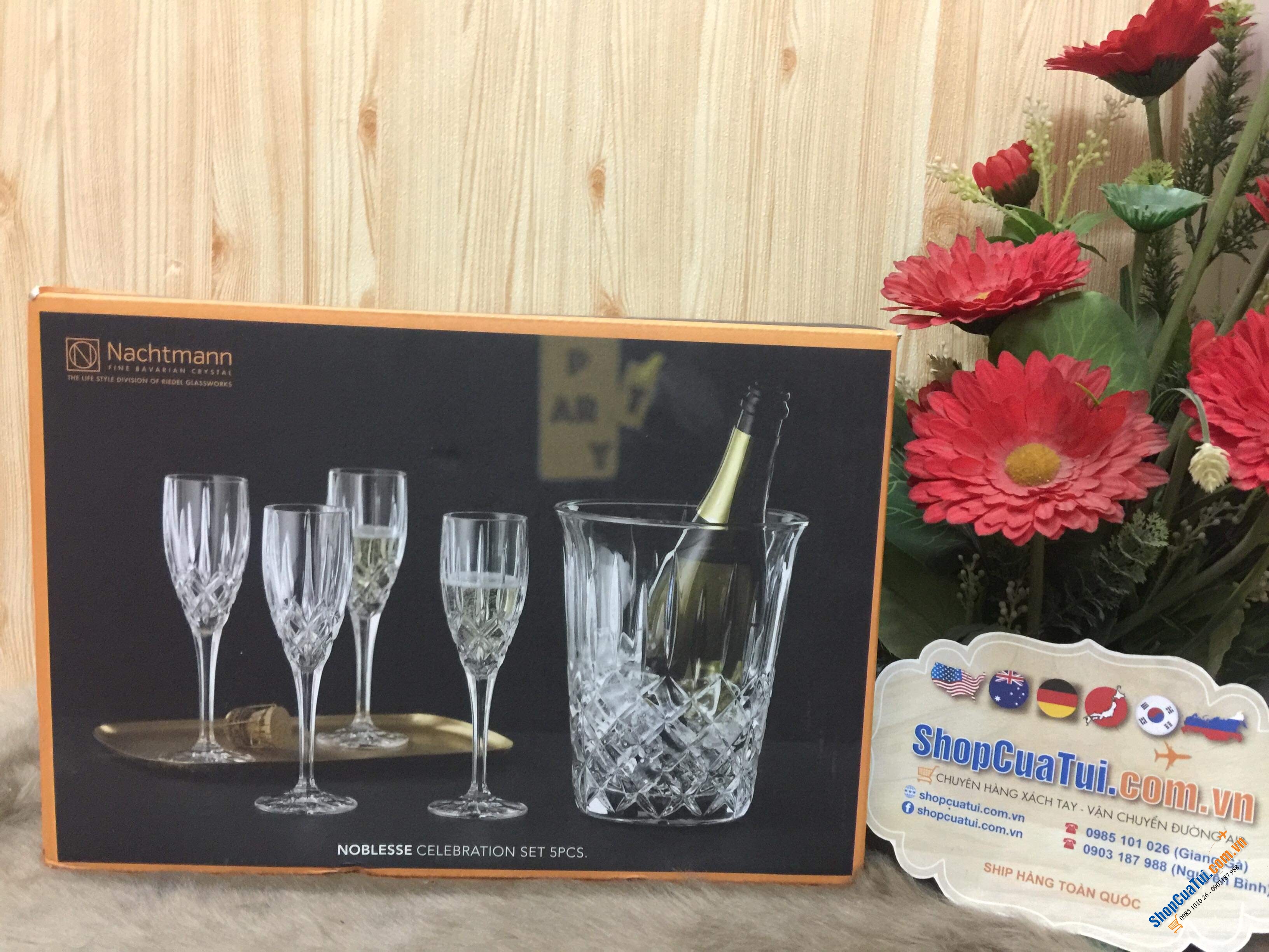 BÌNH ƯỚP LẠNH RƯỢU , CHAMPAGNE VÀ 4 LY UỐNG CHAMPAGNE NACHTMANN