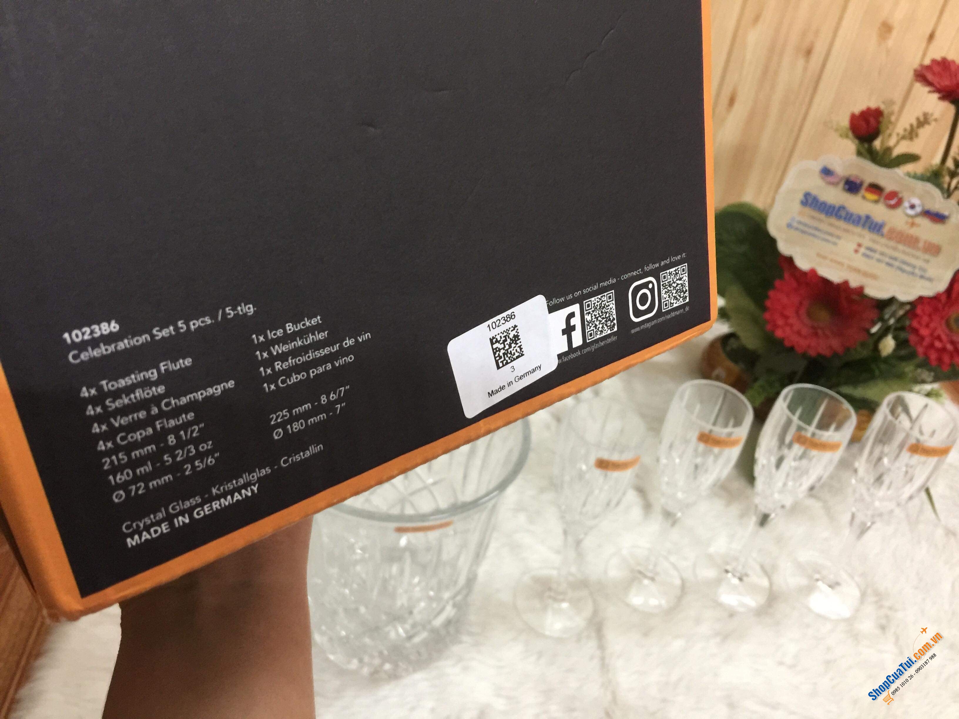 BÌNH ƯỚP LẠNH RƯỢU , CHAMPAGNE VÀ 4 LY UỐNG CHAMPAGNE NACHTMANN