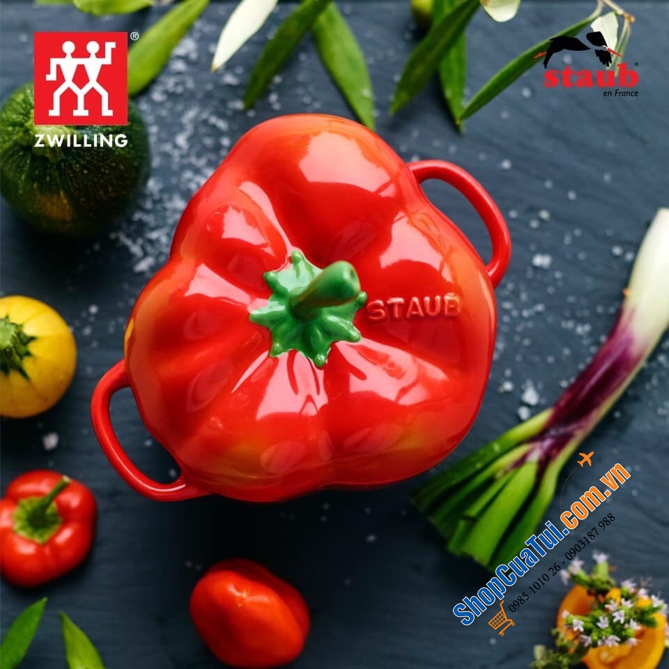 ÂU ỚT NGỌT  MÀU ĐỎ STAUB ĐỰNG BÁNH KẸO - HẠT - ĐỒ ĂN STAUB