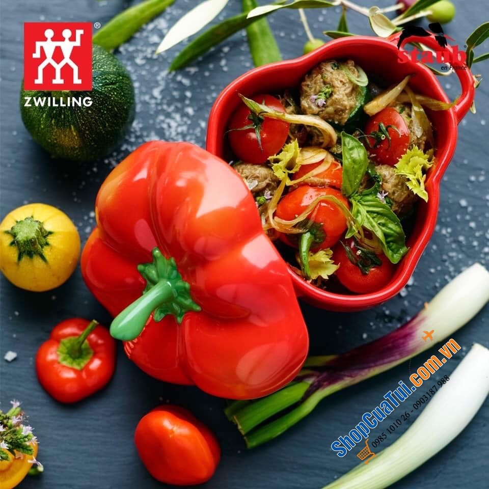 ÂU ỚT NGỌT  MÀU ĐỎ STAUB ĐỰNG BÁNH KẸO - HẠT - ĐỒ ĂN STAUB