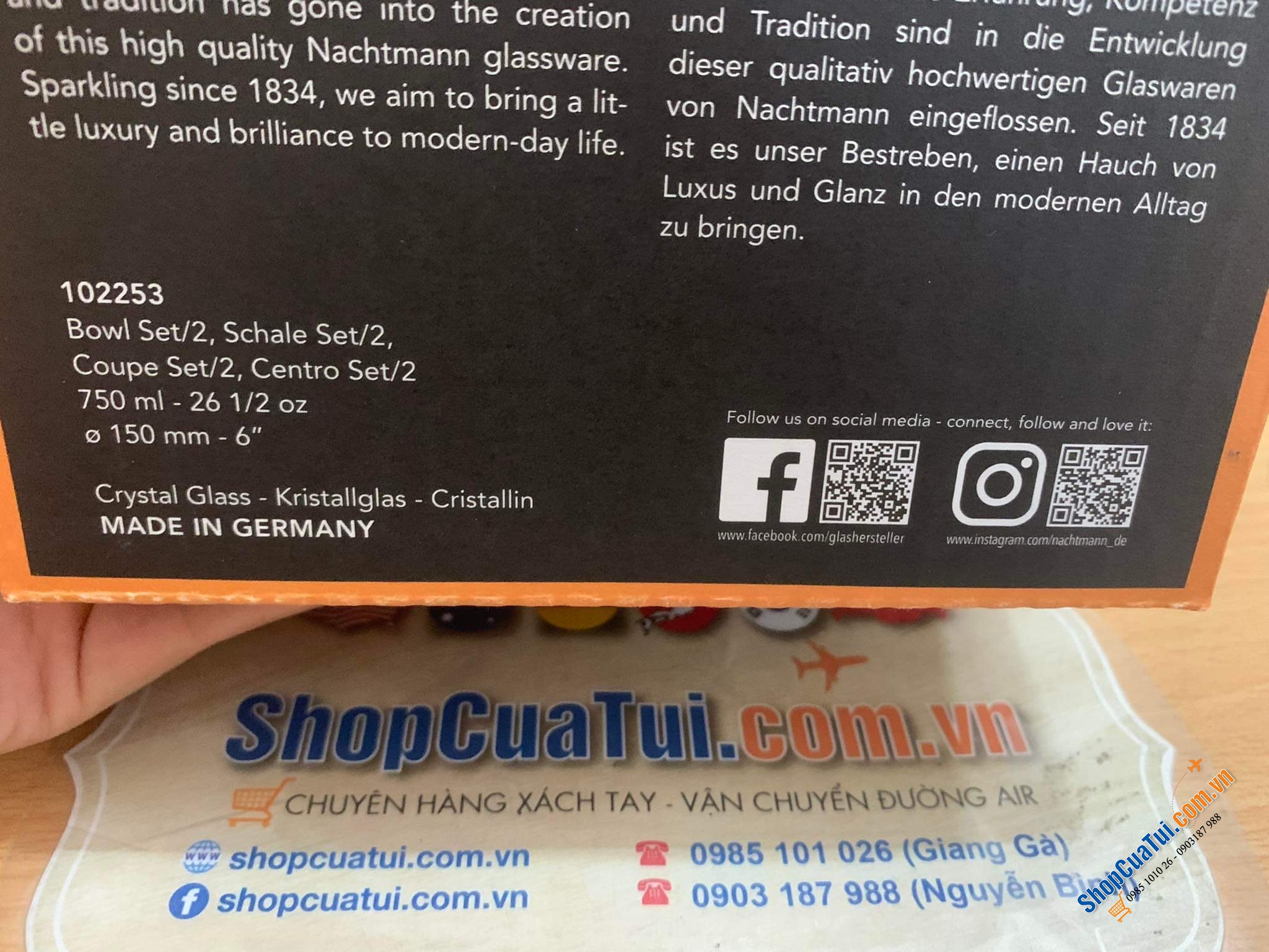 Set 2 bát pha lê Nachtmann - size 15cm