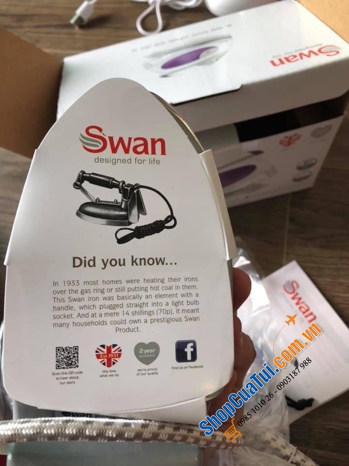 Bàn là hơi nước du lịch Swan 900w - công suất khoẻ nhất trong tất cả các loại bàn là mini
