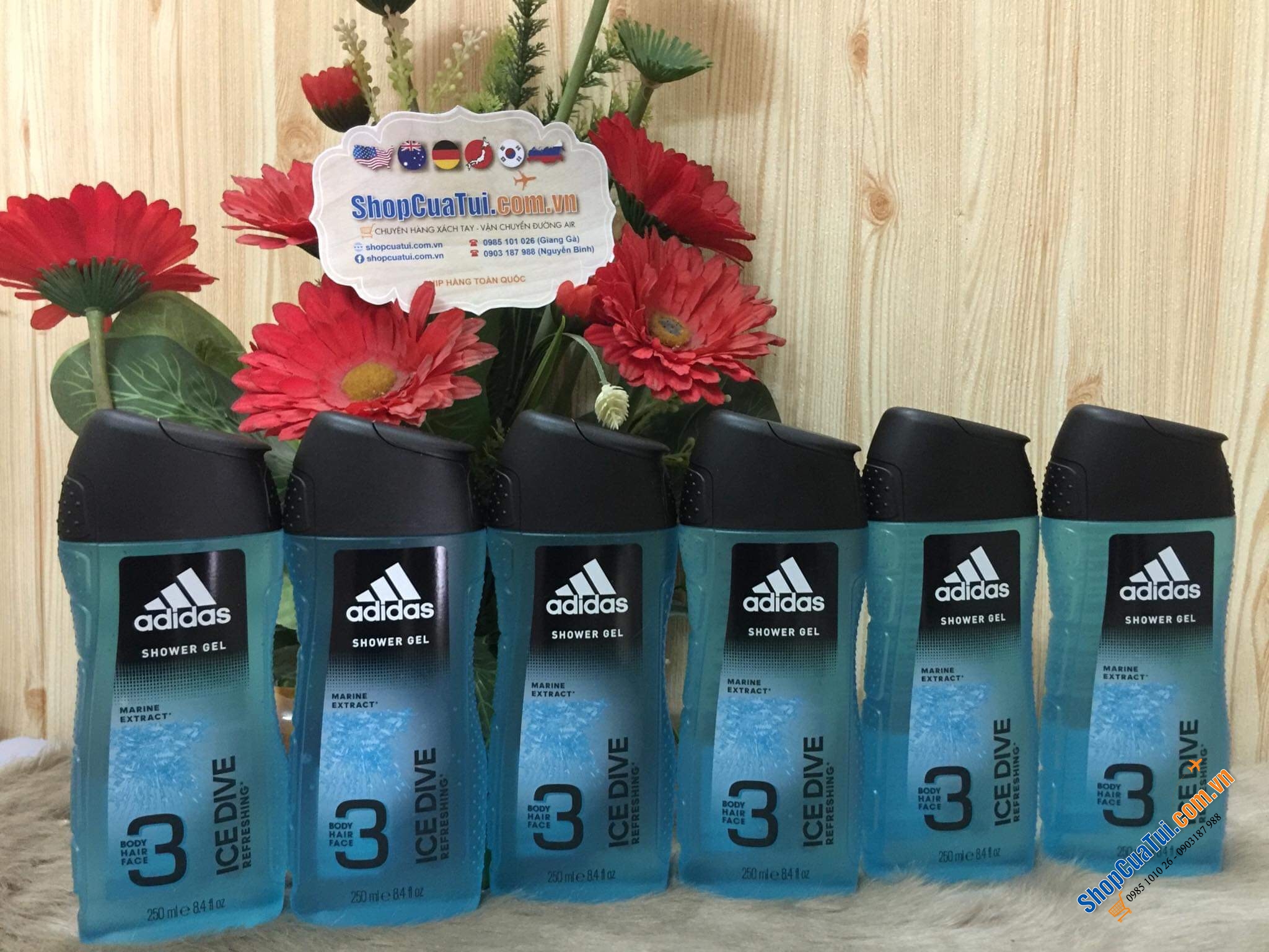 set 6 sữa tắm siêu nổi tiếng Adidas Ice dive 250ml