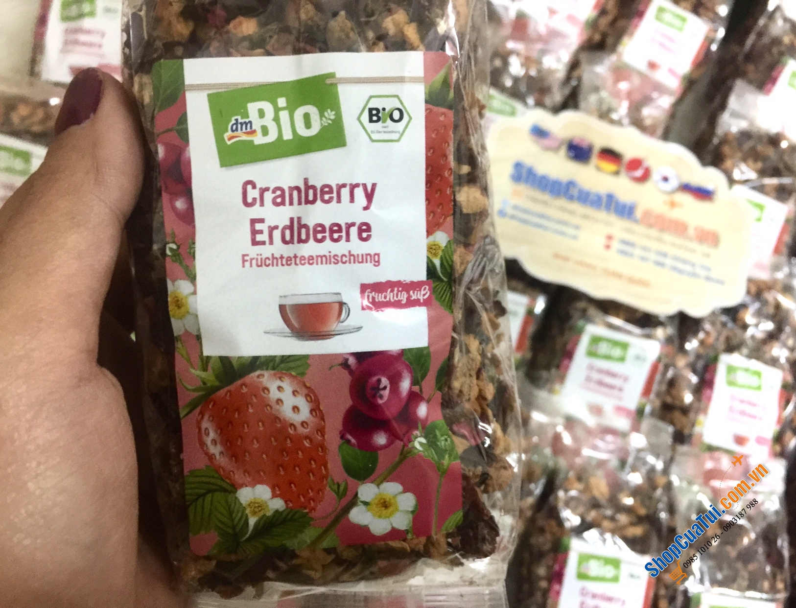 TRÀ HOA QUẢ KHÔ DÂU TÂY VÀ NAM VIỆT QUẤT BIO 125g - HÀNG HỮU CƠ SX TẠI ĐỨC