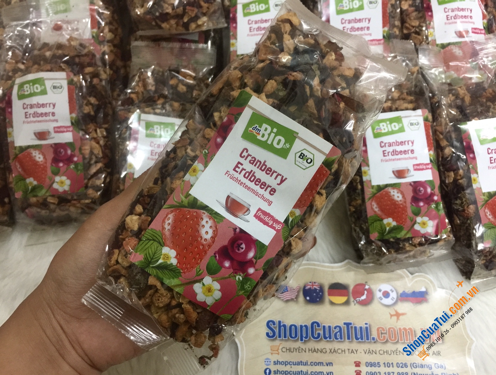 TRÀ HOA QUẢ KHÔ DÂU TÂY VÀ NAM VIỆT QUẤT BIO 125g - HÀNG HỮU CƠ SX TẠI ĐỨC