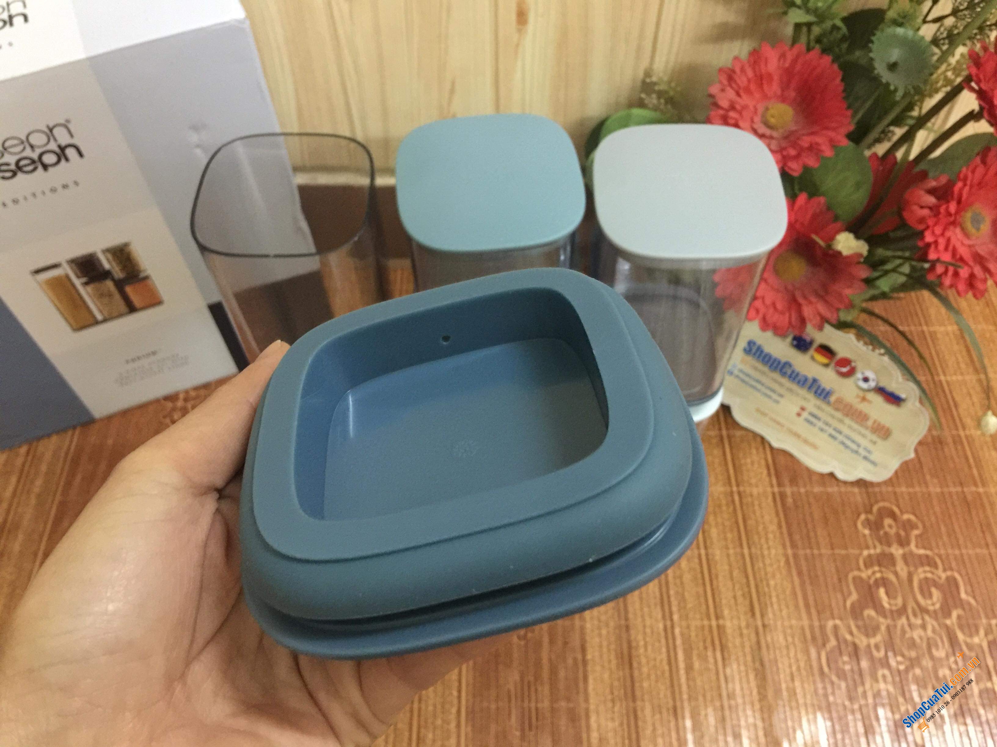 Bộ 5 Hộp nhựa Joseph Joseph Podium 81106 C32.2 x R31.2 x S10.4cm 0.5-1.9L Màu Xanh Editions Sky - Hũ đựng, Set 5 hộp PODIUM đựng đồ khô, gia vị các loại của Joseph Joseph MÀU XANH