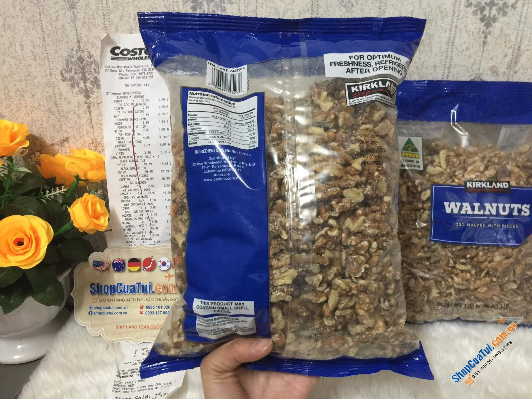 HẠT QUẢ ÓC CHÓ TÁCH VỎ WALNUTS Kirkland của Mỹ loại 1.36kg