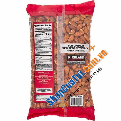 HẠNH NHÂN NGUYÊN CHẤT KIRKLAND SIGNATURE WHOLE ALMOUDS BỊCH 1.36KG