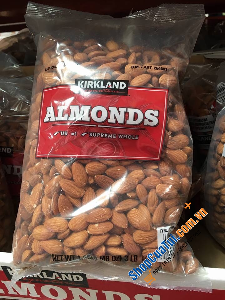 HẠNH NHÂN NGUYÊN CHẤT KIRKLAND SIGNATURE WHOLE ALMOUDS BỊCH 1.36KG