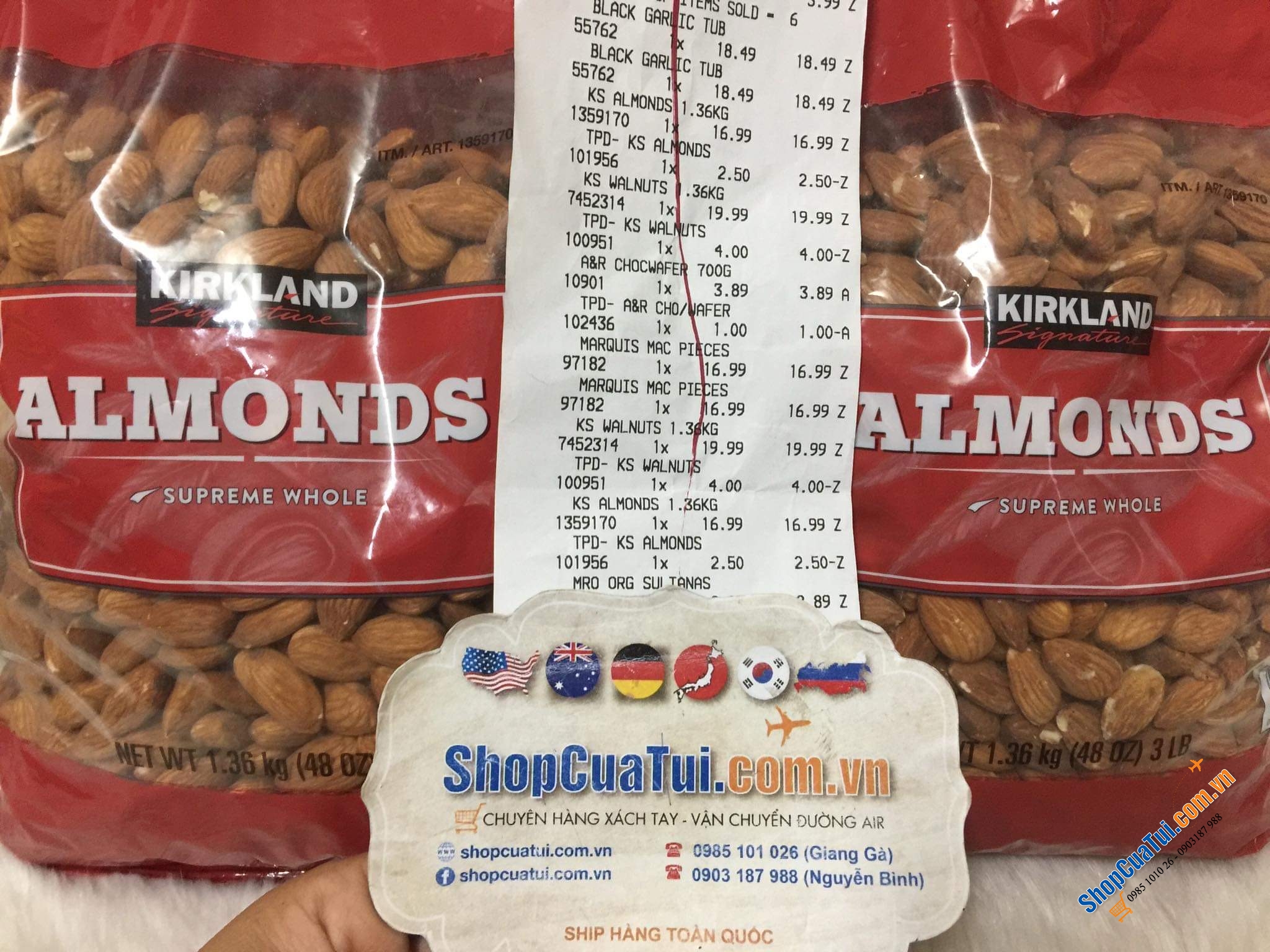 HẠNH NHÂN NGUYÊN CHẤT KIRKLAND SIGNATURE WHOLE ALMOUDS BỊCH 1.36KG