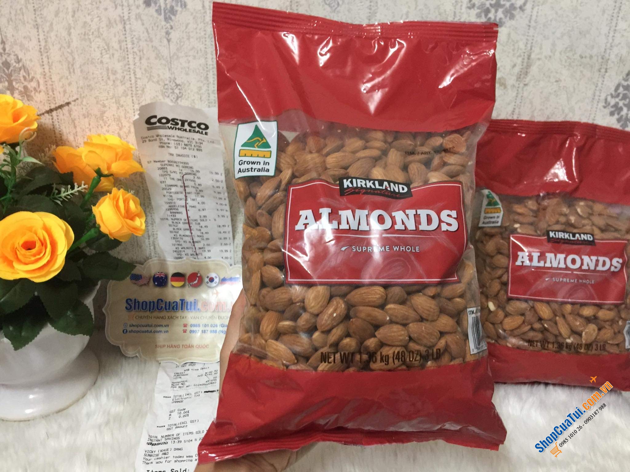 HẠNH NHÂN NGUYÊN CHẤT KIRKLAND SIGNATURE WHOLE ALMOUDS BỊCH 1.36KG