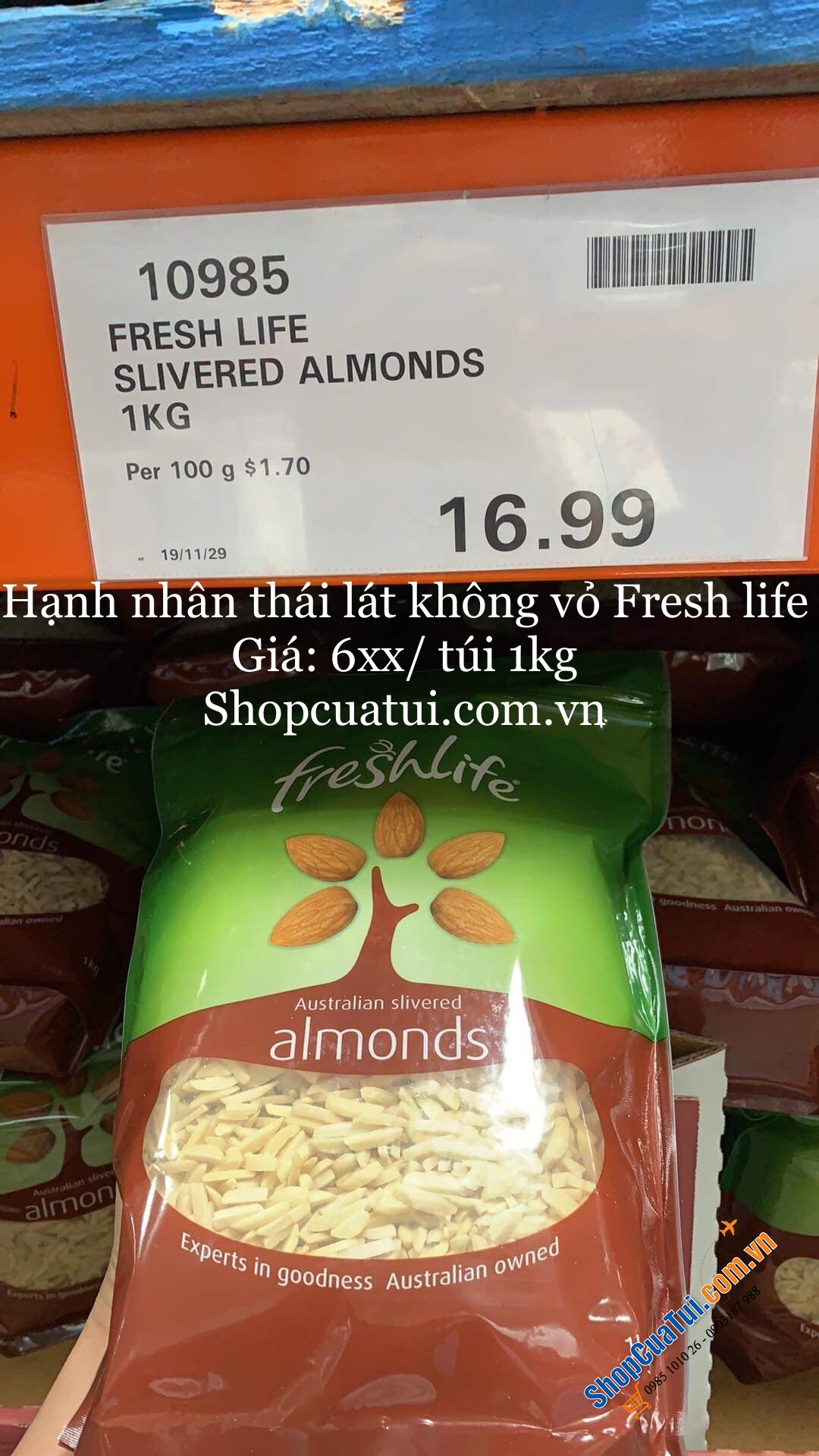 HẠNH NHÂN LÁT KHÔNG VỎ FRESH LIFE SLIVERED ALMOUDS 1kg