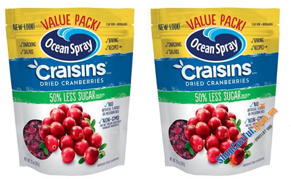 OCEAN SPRAY CRAISINS REDUCED SUGAR NAM VIỆT QUẤT SẤY KHÔ GIẢM ĐƯỜNG 1.2kg