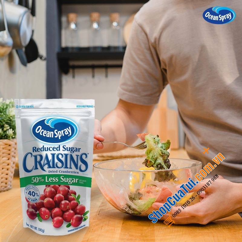 OCEAN SPRAY CRAISINS REDUCED SUGAR NAM VIỆT QUẤT SẤY KHÔ GIẢM ĐƯỜNG 1.2kg