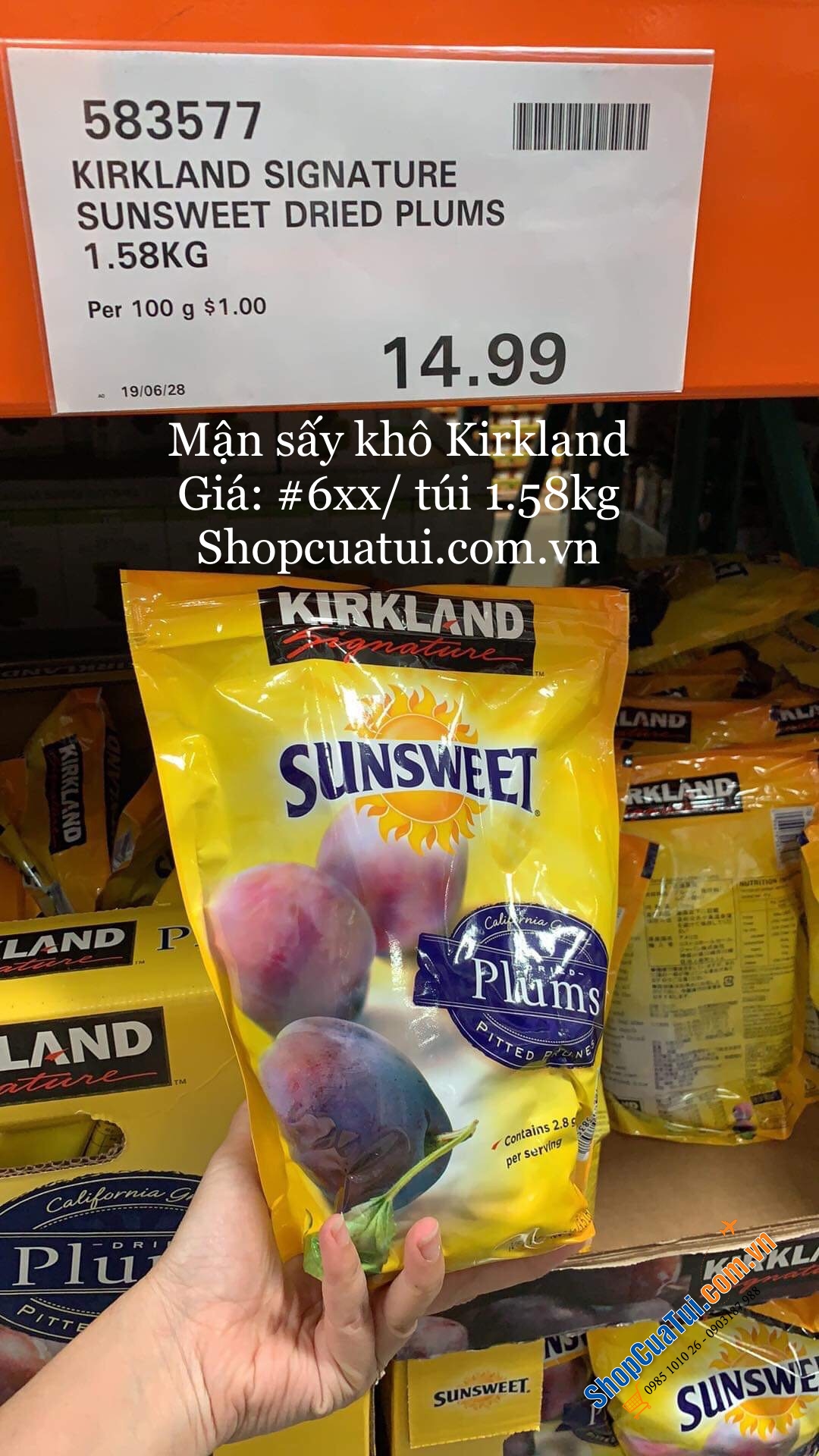 Mận Sấy Khô Kirkland Sunsweet Plums 1,59kg xuất xứ Mỹ