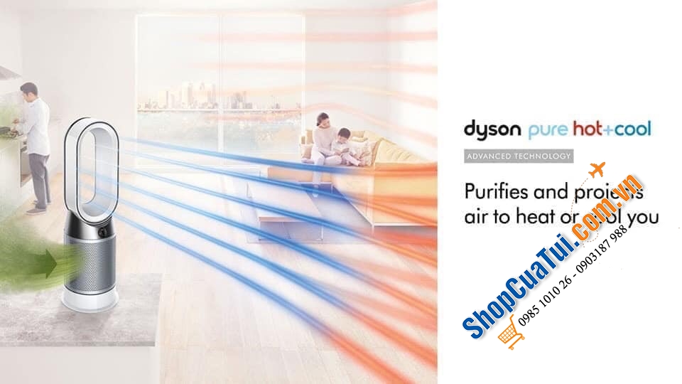 QUẠT KHÔNG CÁNH DYSON HP04 - Dyson Pure Hot + Cool ™ là máy lọc không khí, quạt sưởi và quạt mát.