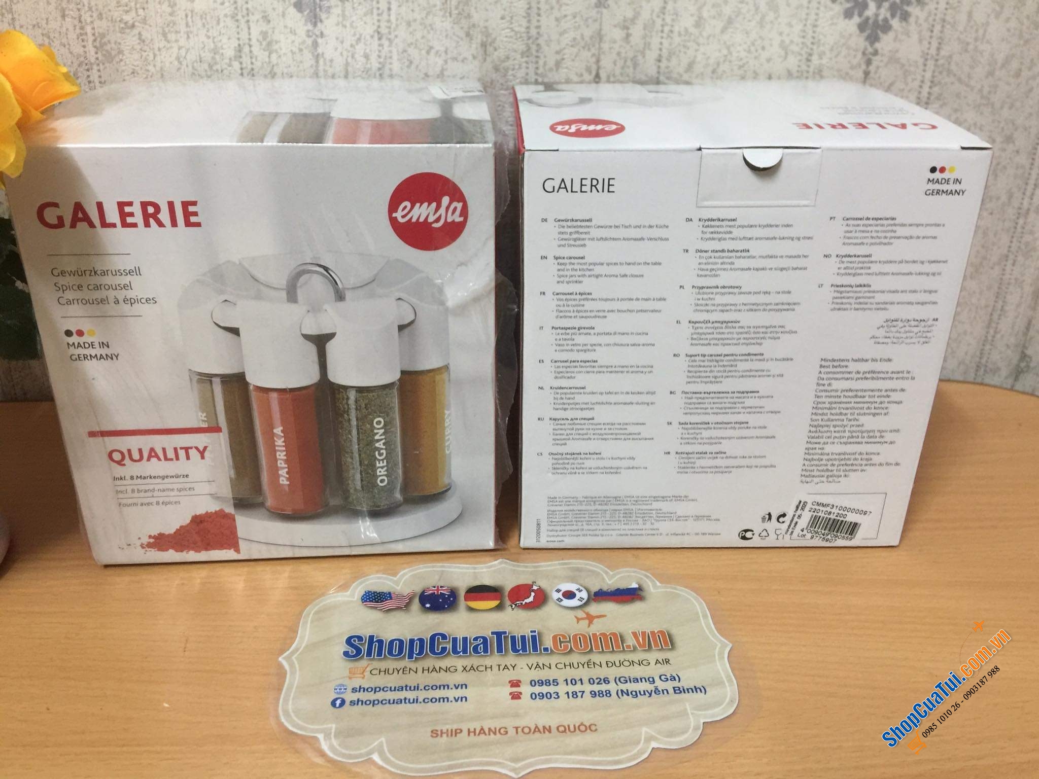Bộ đựng gia vị Emsa Galerie 8 spices Made in Germany