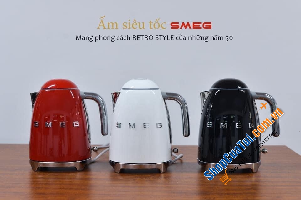 Ấm siêu tốc SMEG KLF03 không chỉnh nhiệt, mang phong cách RETRO STYLE của những năm 50 cổ điển, công nghệ hiện đại